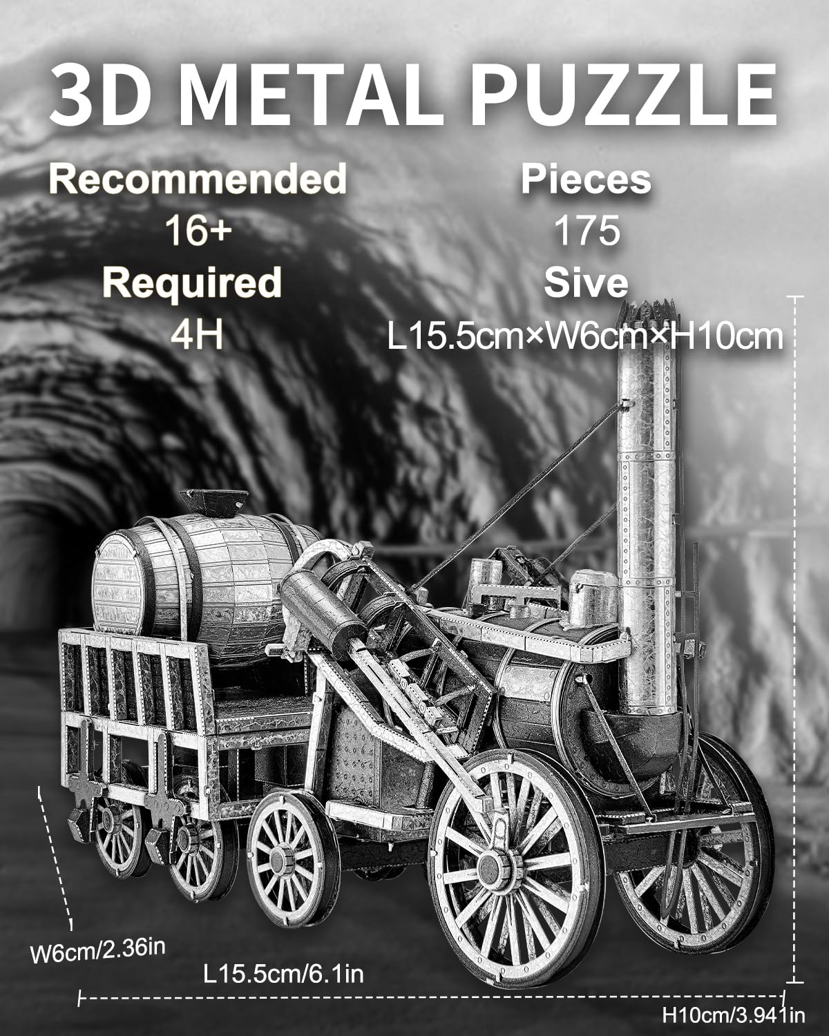 Piececool 3D Metal Puzzles for Adults, Rocket Steam Locomotive Model Kits DIY Steam Train Metal Building Kit Crafts for Adults Hobbies Home Decoration Best Gifts