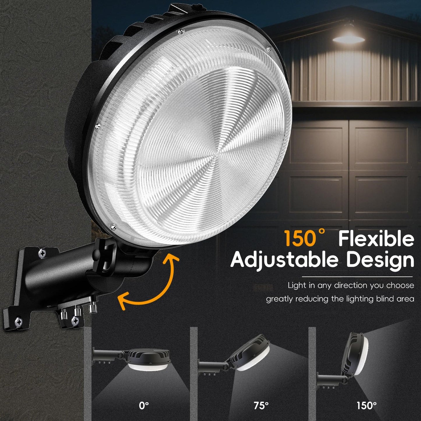 MOONTIP 150W 2 Pack LED Barn Light 20000LM Dusk to Dawn Outdoor Lighting with 150° Adjustable Photocell 6500K Daylight Yard Lights, IP66 Waterproof Area Street Light for Farmhouse Barns Warehouse