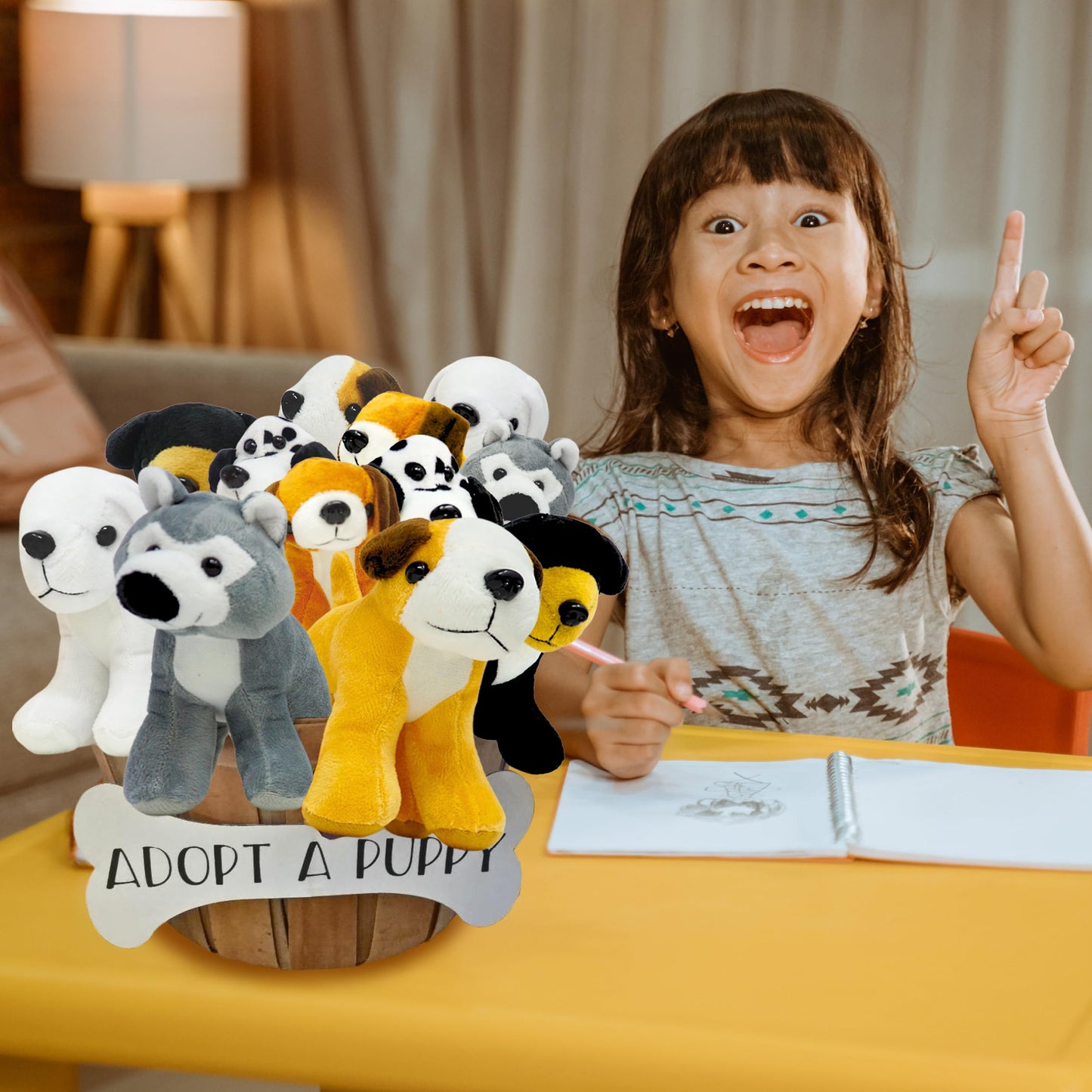 Plush Dogs Animals (12 Pack) Assorted Stuffed Puppies - 5 Inches, Small Plushed Animals, 6 Designs - For Birthday Party Favors Gifts for Kids By 4E's Novelty