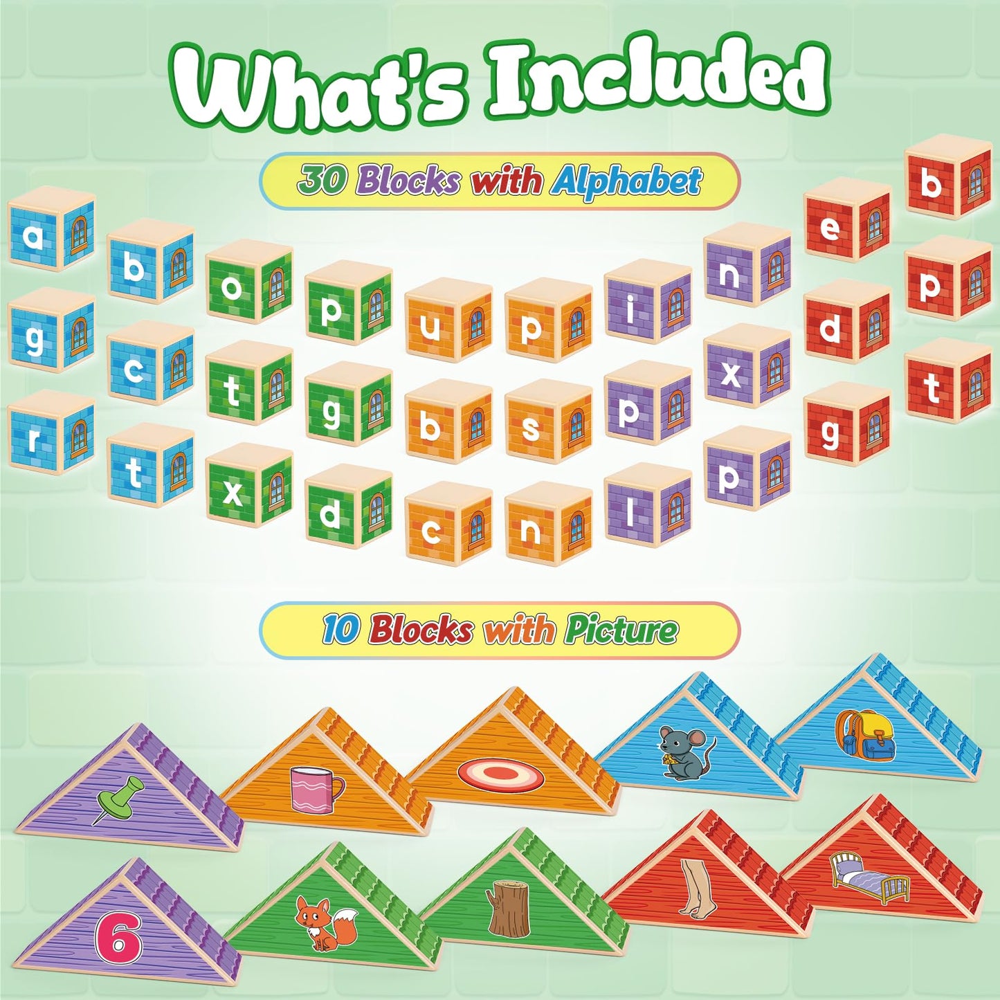 Kasfalci CVC Word Games,Phonics Games for Kids Toddlers,Speech Therapy Toys,Wooden Alphabet Letter Blocks,Site Words,Learn to Read Reading Learning Spelling Games for Preschool Kindergarten Classroom