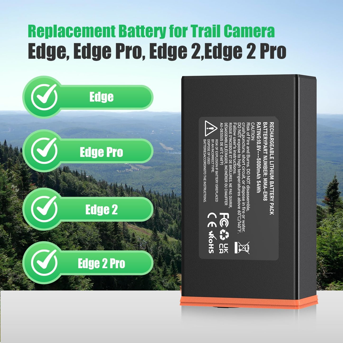 DCDG 2 Pack Power Mag Battery Pack Compatible with Moultrie Edge Cellular Trail Camera 5000mAh Rechargeable Lithium Replacement Battery for Moultrie Edge, Edge PRO, Edge 2, Edge 2 PRO