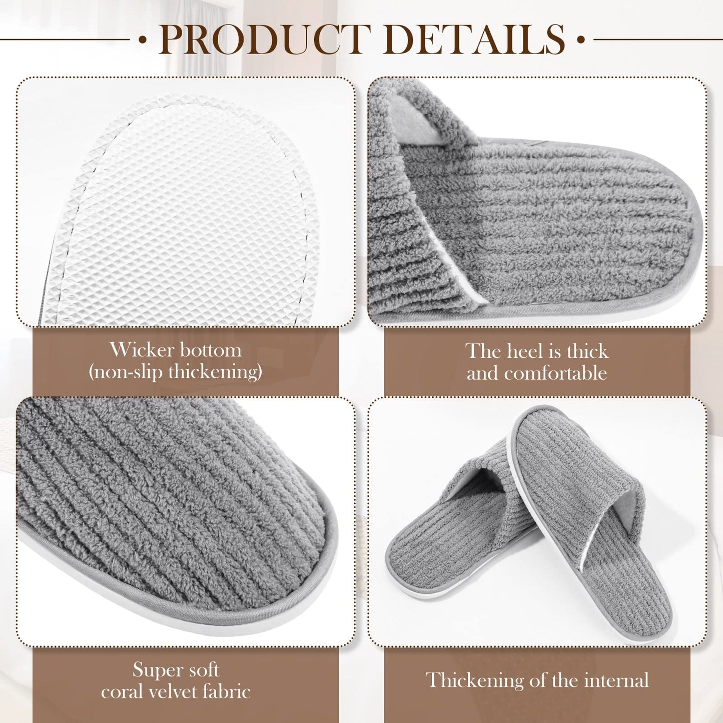 SATINIOR 18 Pairs Disposable Slippers for Guest Bulk Soft Washable House Women Men Slippers Pack for Hotel Spa Travel