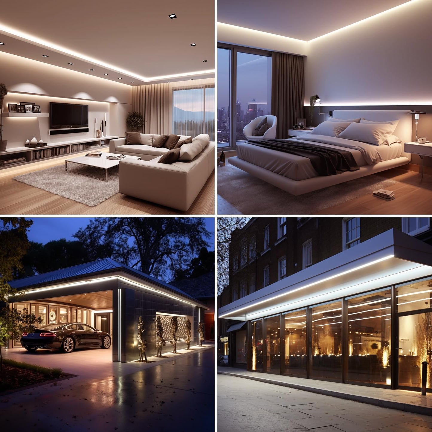 BENLUN 48V Outdoor LED Strip Lights Waterproof, 65.6ft 150W 3000K Warm White Dimmable LED Tape Light Cuttable with Power Supply for Bedroom Ceiling Garden Living Room Commercial House