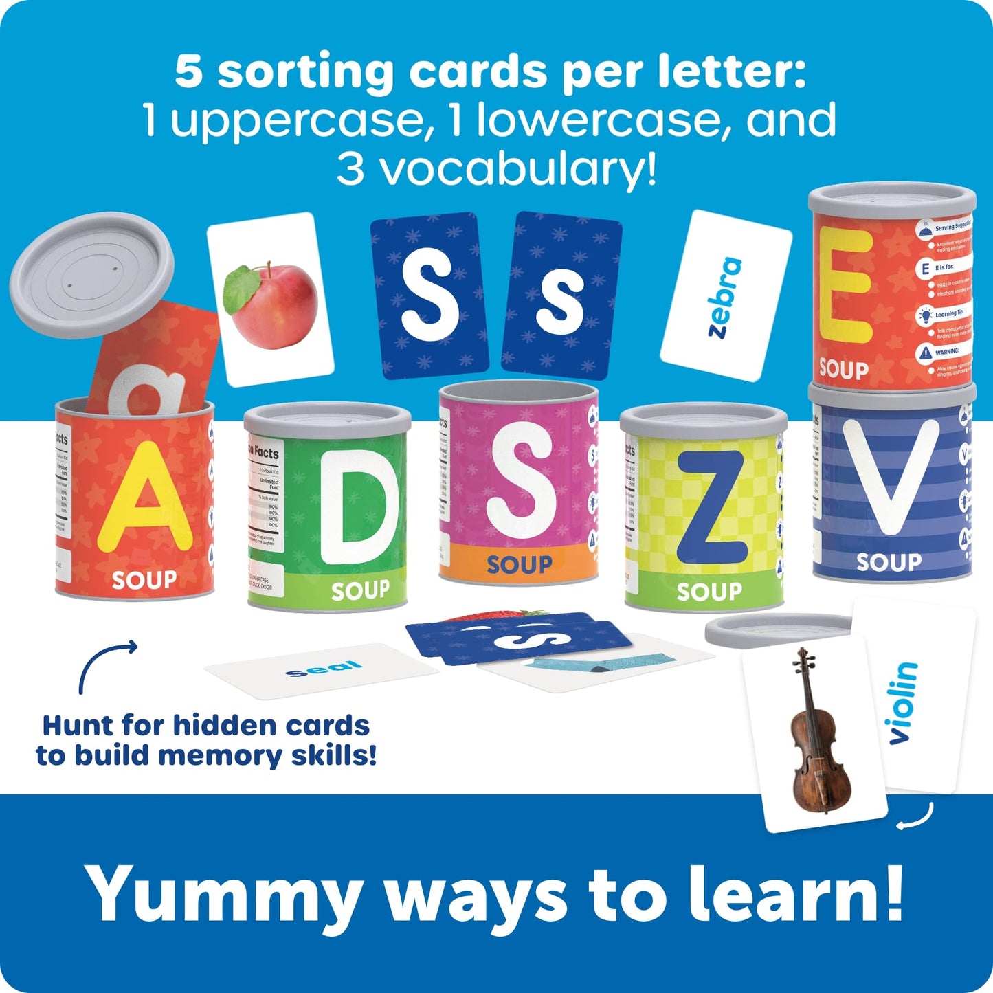 Learning Resources Alphabet Soup Sorters - Early Phonics Manipulatives, ABC Awareness Recognition, Reading Readiness, Language Development, Toddler Activities, Fine Motor Skills, Gifts for Kids