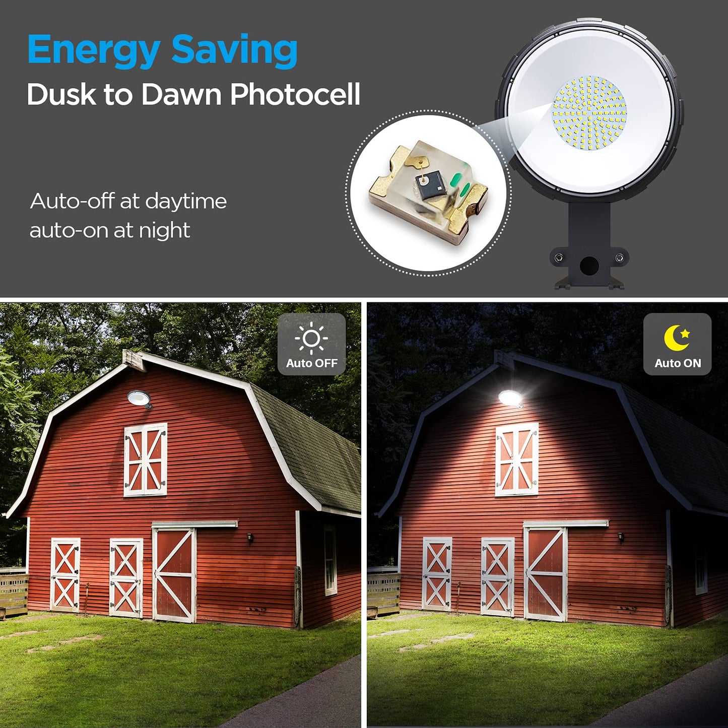 deerdance LED Barn Light, Dusk to Dawn Outdoor Lighting with 80W 10000LM 5000K Daylight, IP65 Waterproof Area Street Light for Farmhouse Barns Garage Yard Warehouse Outdoor Security Lighting, (1Pack)