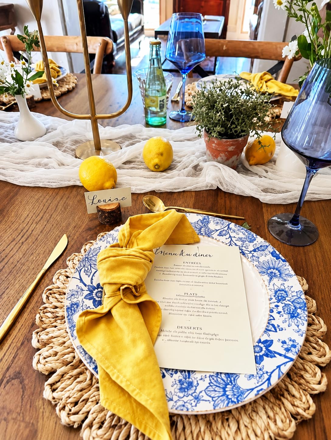 DELAQIKO 13.8" Round Corn Husk Placemats | Boho Woven Rattan Table Mats | Natural Spring Farmhouse Plate Chargers | Handmade Rustic Wicker Place Mats for Christmas Wedding (Set of 6)