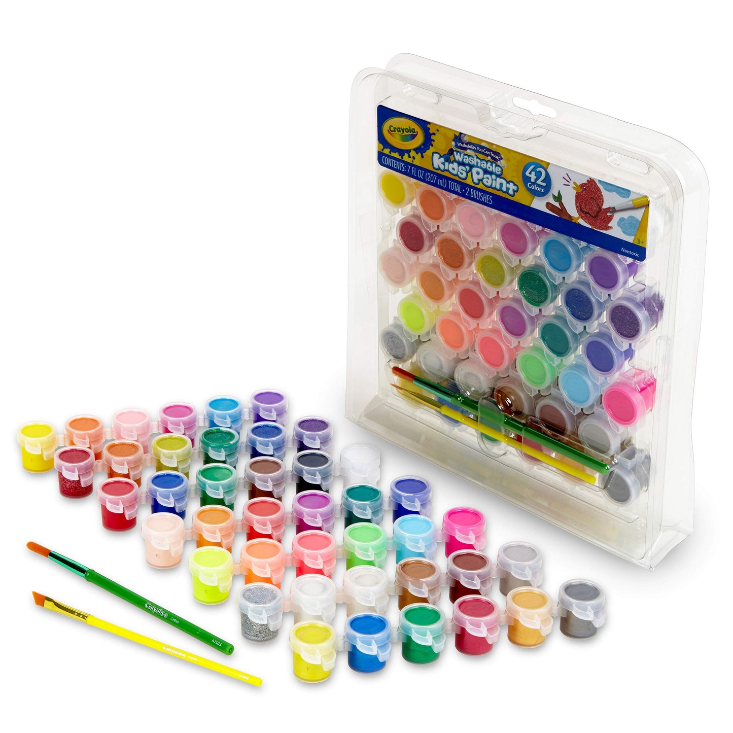 Crayola Kid's Washable Paint Set, 42 Ct., Gift for Kids, Ages 3, 4, 5, 6, 7