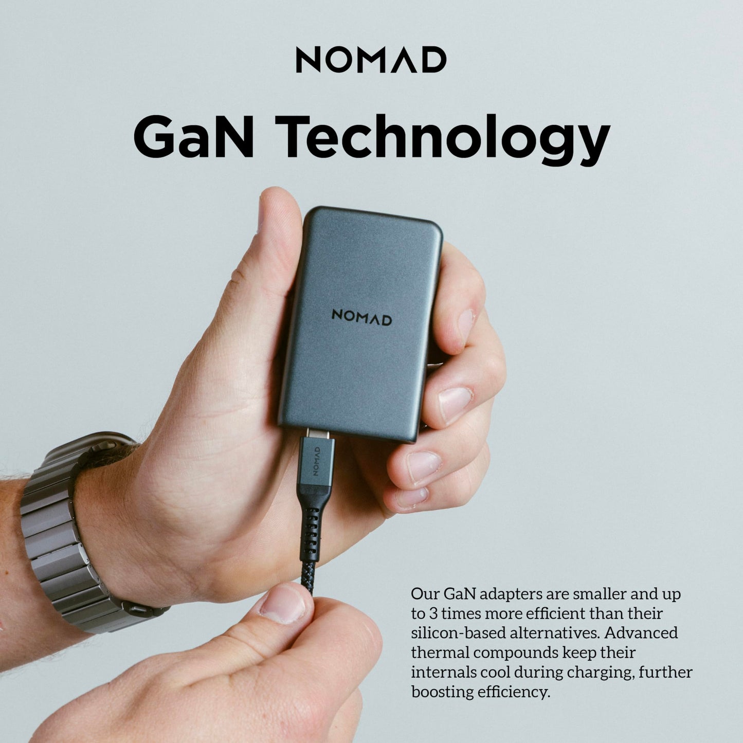 Nomad 65w Slim Power Adapter Carbide, Flat Wall Charger with Dual USB C Cable Ports, Flat Charger Block with Fast Charge Ports, Slim Charger Block Flat USB C Wall Plug, Slim USB C Wall Charger