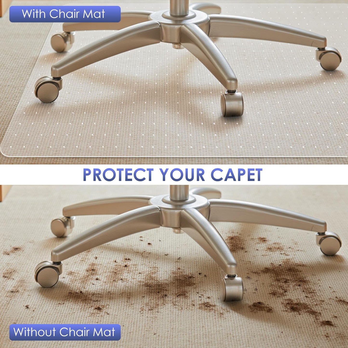 Kuyal Office Chair Mat for Carpet, 32x49 Clear Heavy Duty Computer Chair Mat, Under Desk Protector Carpeted Floors Mat, Easy Chair Movement,Ship Flat