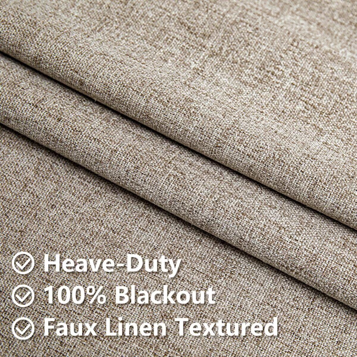 FancyRoof 100% Blackout Curtains 96 Inches Long 2 Panels Set, Beige Curtains for Living Room, Black Out Thermal Insulated Grommet Drapes Bedroom Luxury Decor Privacy(52W × 96L inch, Beige)