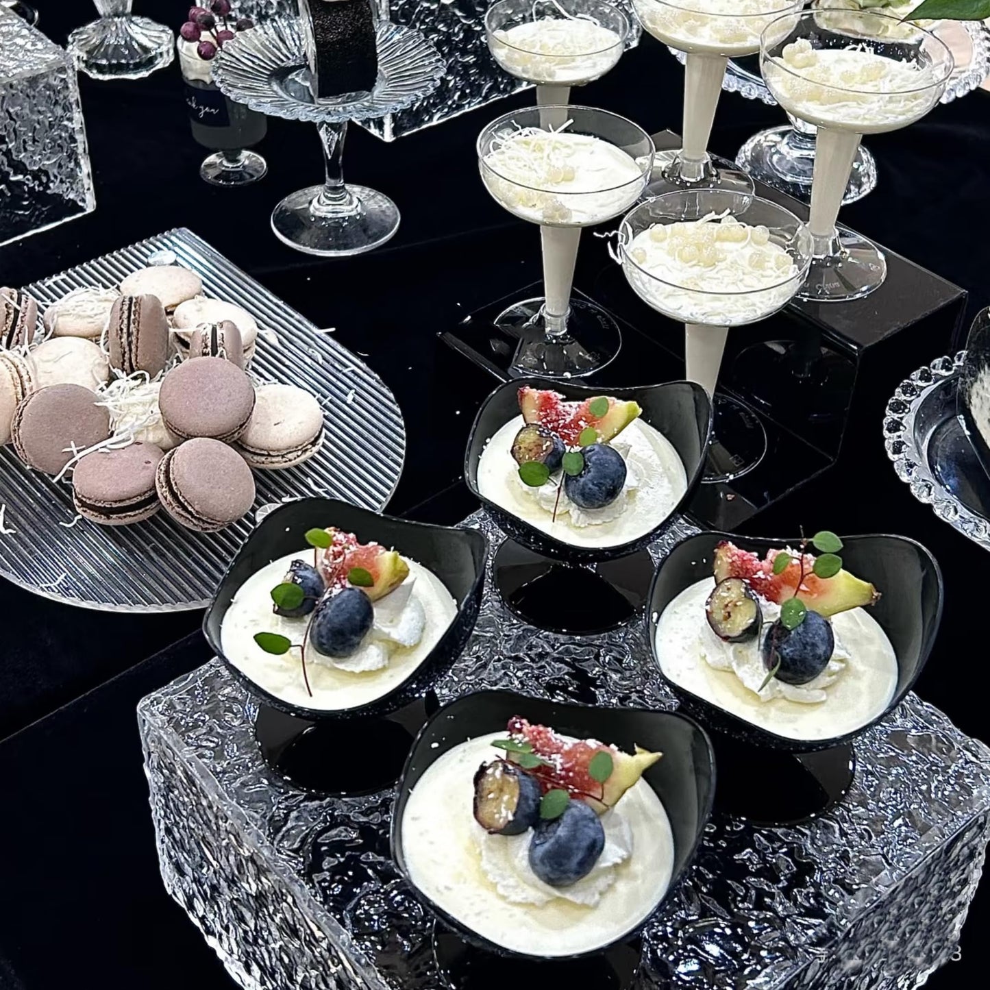 8PCS Buffet Risers Display Stands with 8PCS Mini Signs,Acrylic Cube Display Risers with Hollow Bottom, 2Sets (6, 6.5, 7, 8)" (Transparent, 2 Sets ( 6'',6.5'',7'',8'' ))