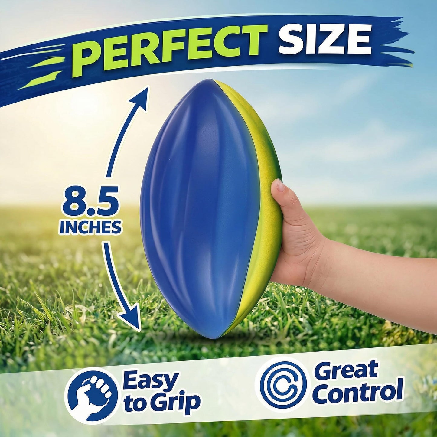 8.5" Foam Spiral Football PU Soft Balls, Set of 3, for Kids Sports Training Practice Indoor Outdoor Play