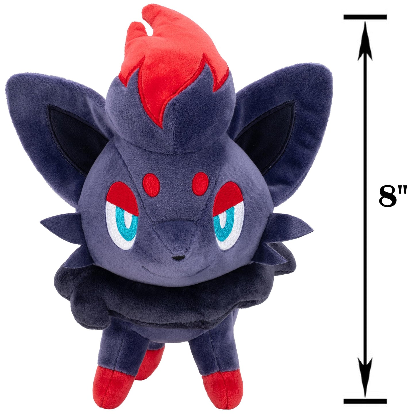 Pokemon: Zorua - 8" Plush Character, Dark-Type Tricky Fox Pokemon, Soft Cuddly Stuffed Animal Figure, Play & Display, Collectible Licensed Anime Toy