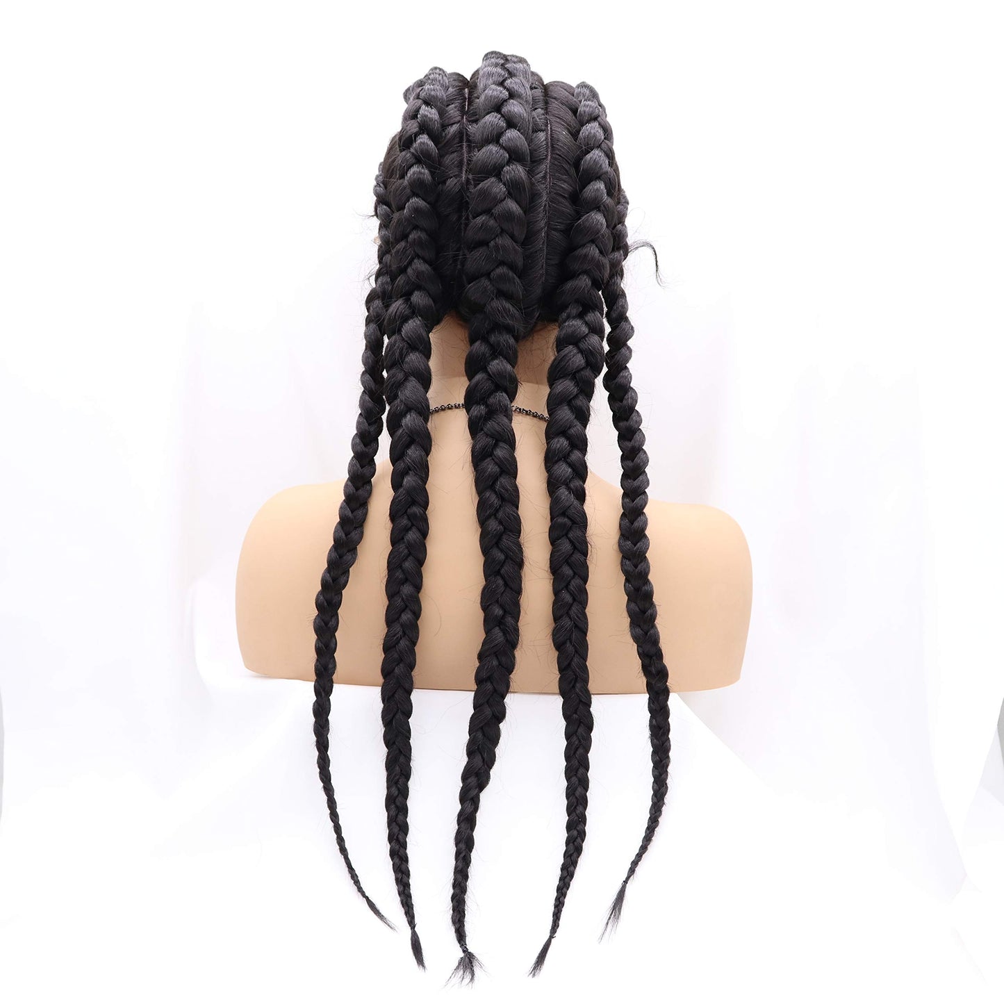 xiweiya Twist Dutch Braids Long Black Lace Front Braids Wig 5 Braids Box Braids Cornrow Braided Wig with Baby Hair Crochet Braids Hair Natural Hairline Xpression Braiding Hair For Women