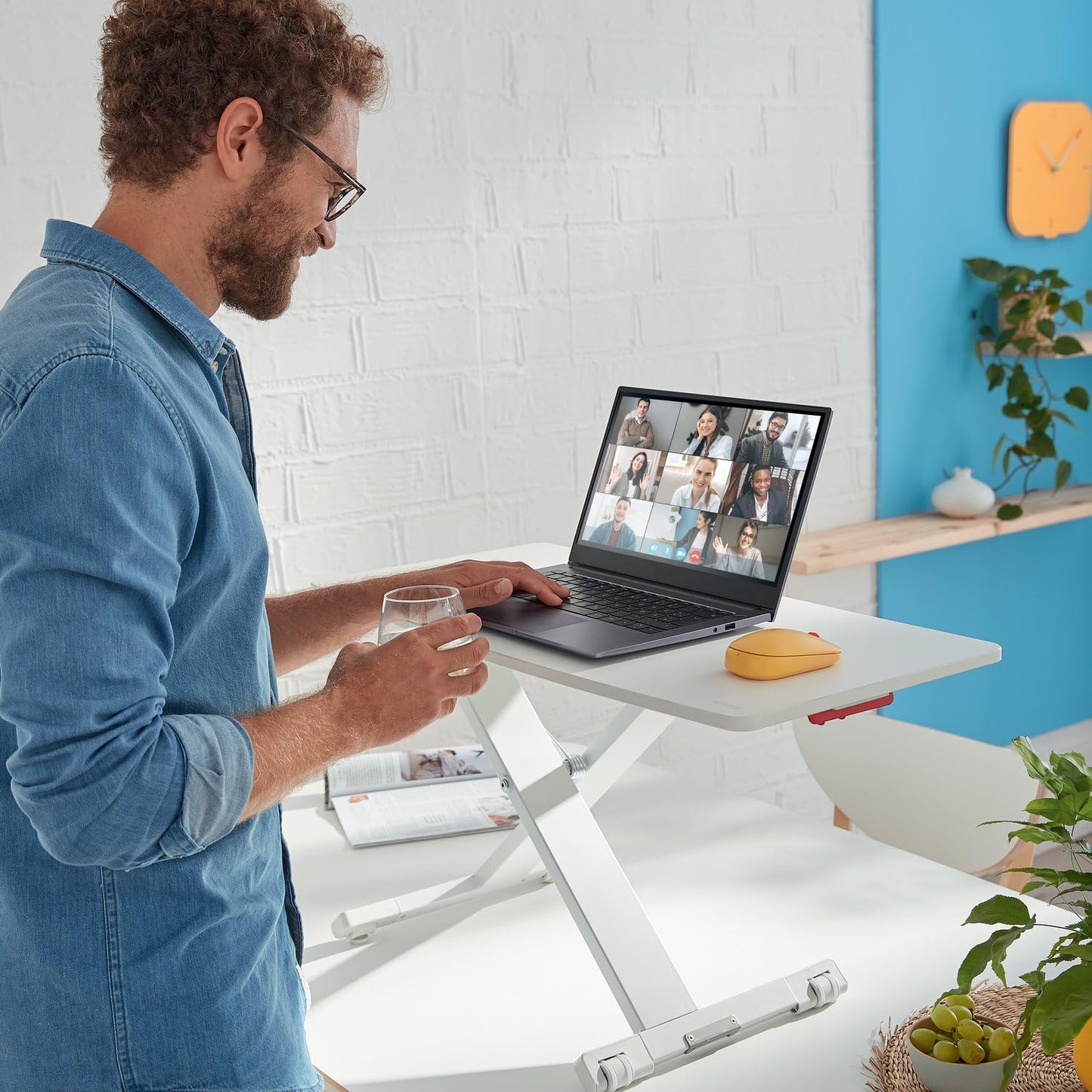 Leitz Ergo Standing Desk Converter, Adjustable Sit to Stand Up Desk Workstation, Monitor Riser, Holds Laptop and Mouse (65330085-NA)