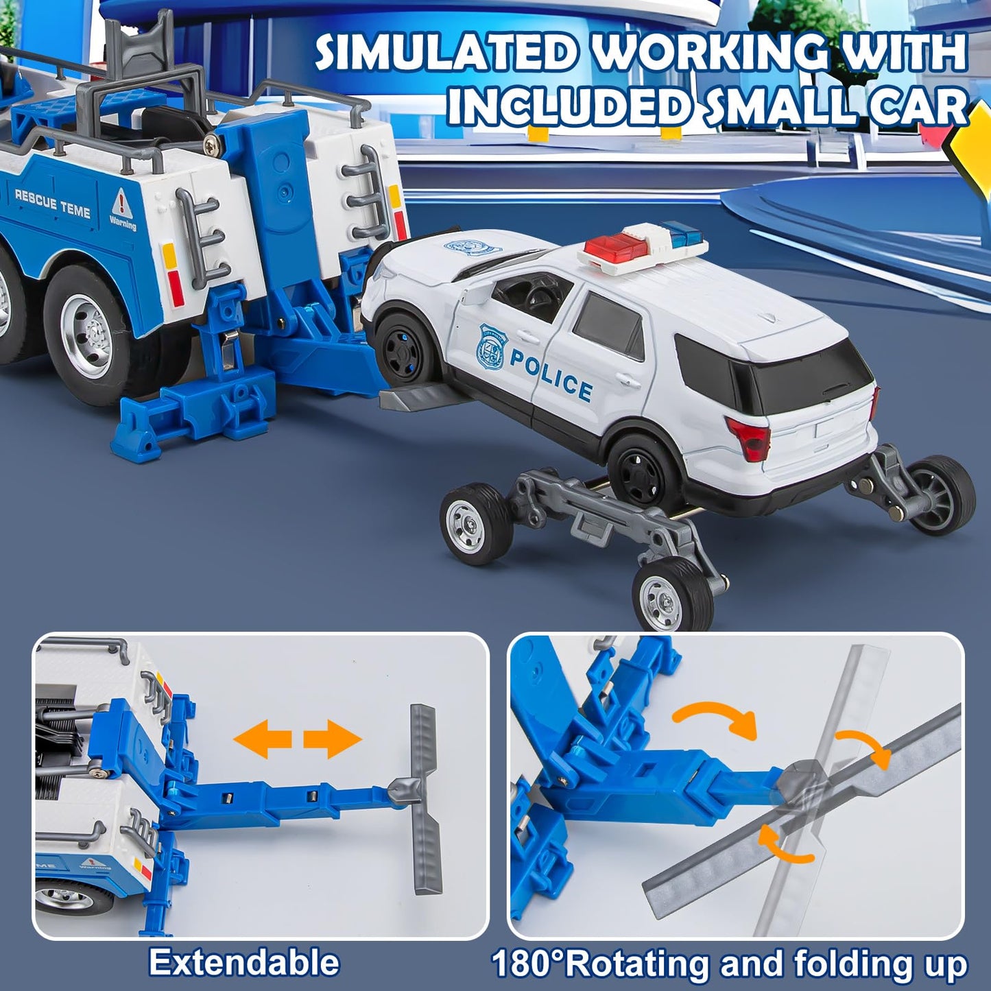 HAPYAD Tow Truck Toy for Kids, Metal Tow Truck with Crane Toy Model with Lights and Sounds, Construction Vehicles for 3 4 5 6 7 8 Years Old Boys
