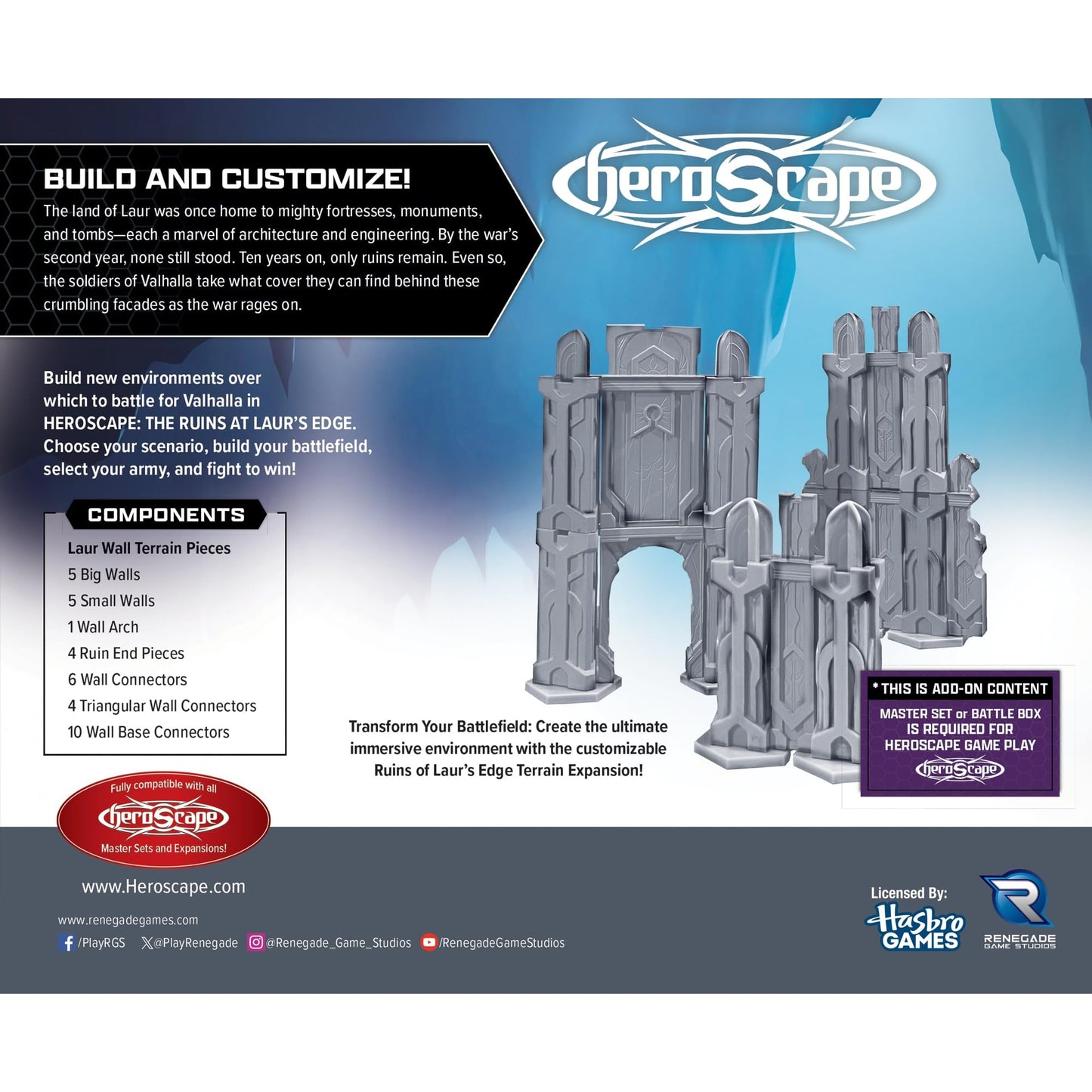 Renegade Game Studios - Heroscape The Ruins at Laur's Edge Terrain Expansion - Add on Content for The Heroscape Miniatures Game - Battle Box or Master Set is Required to Play