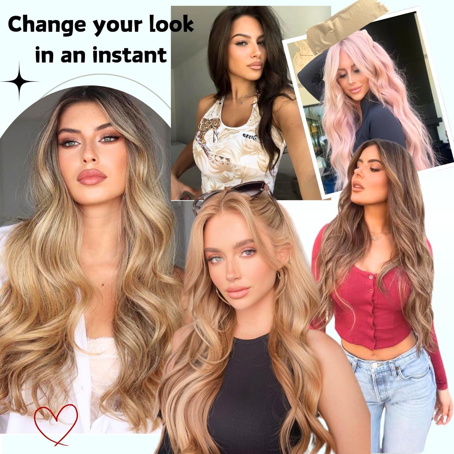 Blonde Tape in Hair Extensions Human Hair 24 Inch Long Invisible Remy Tape in Hair Extensions for Women