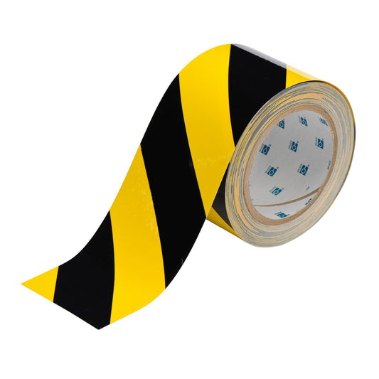 Brady 104377 ToughStripe Nonabrasive Diagonal Stripes Floor Marking Tape, 100' Length, 4" Width, Black and Yellow (Pack of 1 Roll)
