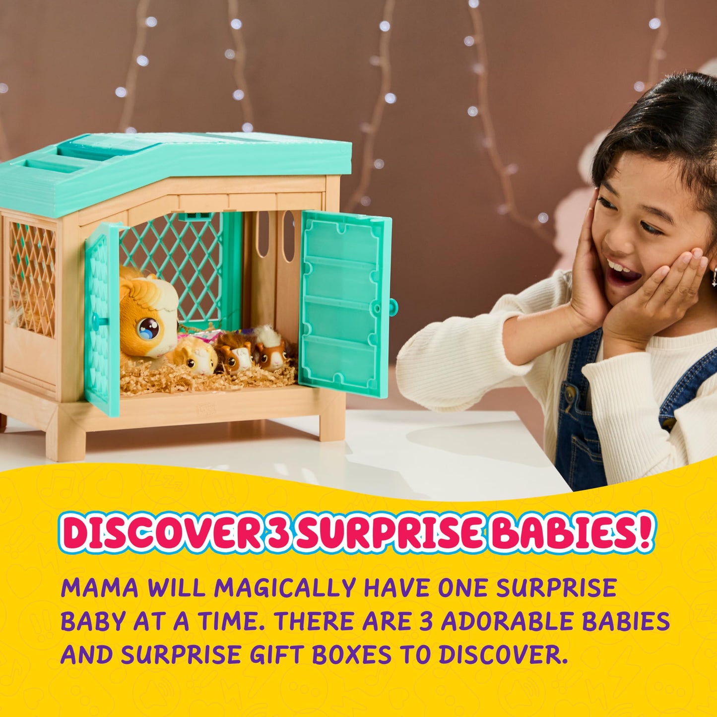 Little Live Pets - Mama Surprise | Soft, Interactive Mama Guinea Pig and her Hutch, and her 3 Surprise Babies. 20+ Sounds & Reactions. Batteries Included. for Kids Ages 4+.