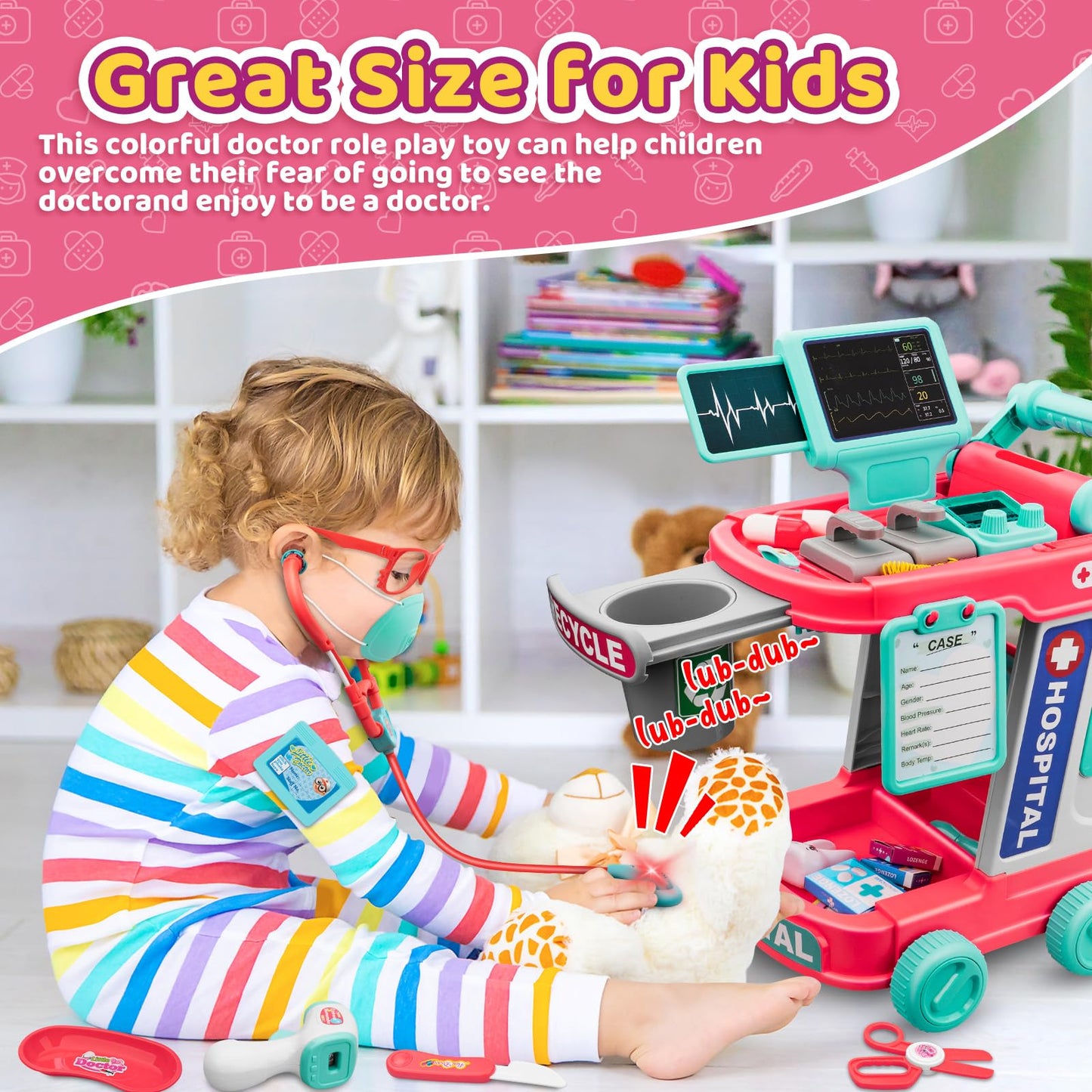 Doctor Kit for Kids - Pretend Doctor Playset for Toddlers with Stethoscope - Medical Play Set Toy for Boys Girls - Kids Doctor Kit for 3 4 5 6 7 8 9 Year Old - Christmas Birthday Gift