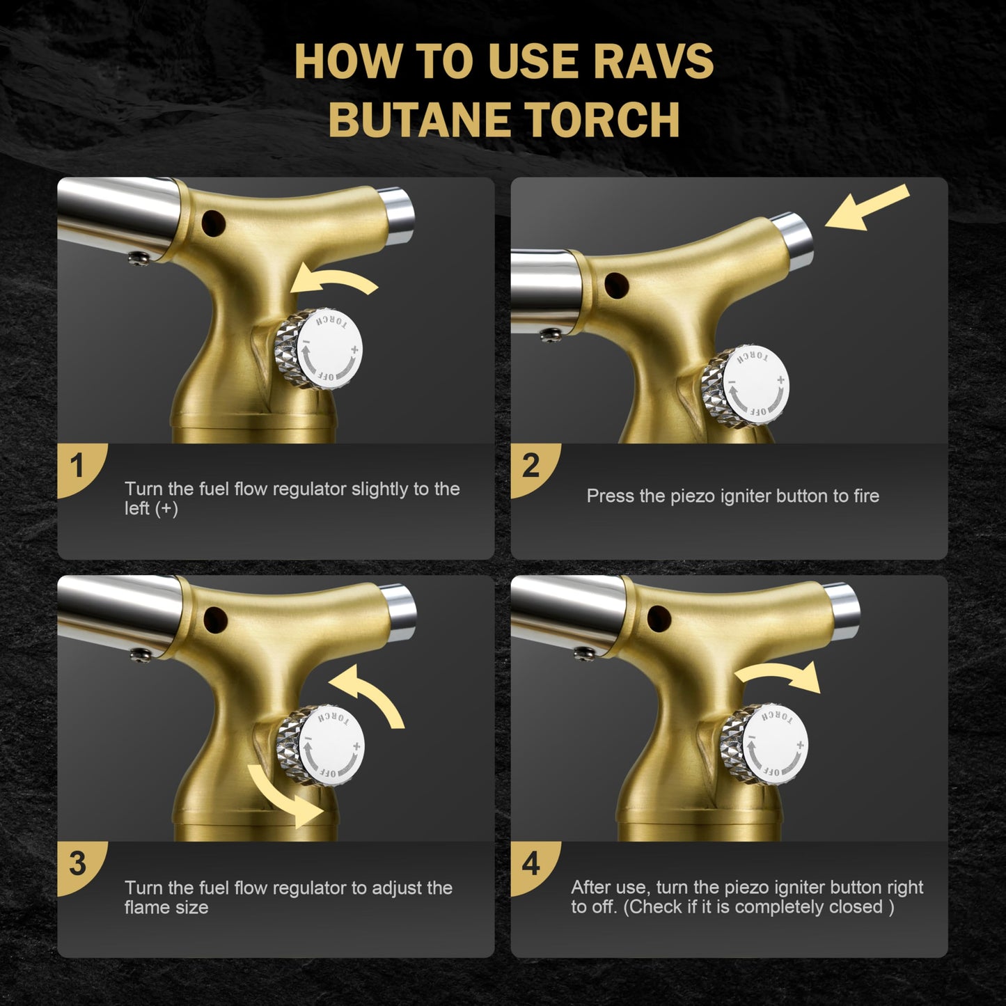 RAVS Butane Torch Lighter with Solid Copper Design, Kitchen Torch Lighter with Adjustable Flame, Refillable Creme Brulee Torch for Cooking, Soldering, Birthday Gifts for Men Women, Butane Not Included