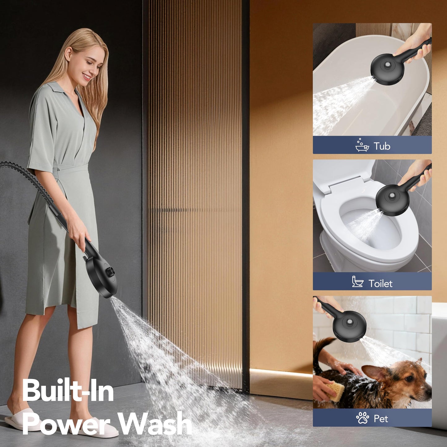 High Pressure Rain Showerhead Combo, 2026 Magnetic Shower Head Set with Detachable 8-Mode Handheld Shower Spray, Adjustable Angle Dual Shower Niche System with Built-in Magnetic Docking and Power Jets