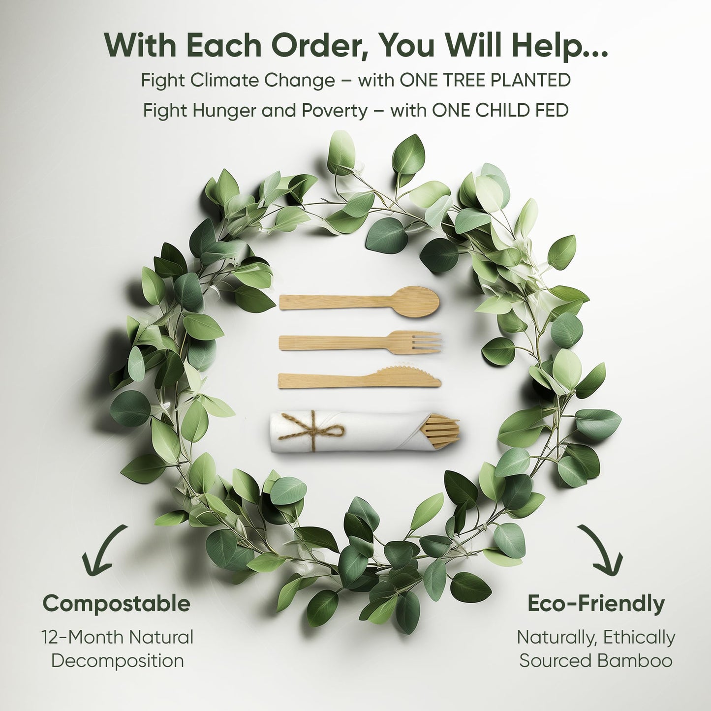 EcoPreps Premium Pre-Rolled Napkin and Bamboo Cutlery Set (30 Pack, 120 PCS) 100% Biodegradable, Eco-Friendly, Disposable Wrapped Cutlery - Includes Pre-Wrapped Bamboo Forks, Knives, Spoons, & Napkins