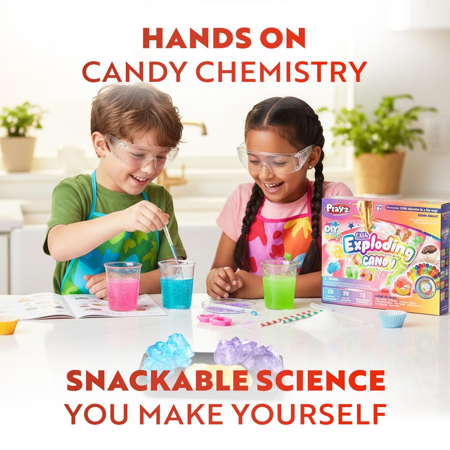 Playz STEM Chemistry Kit - Explosive Edible Experiments - Learn Science Fun for Boys and Girls Ages 8-13