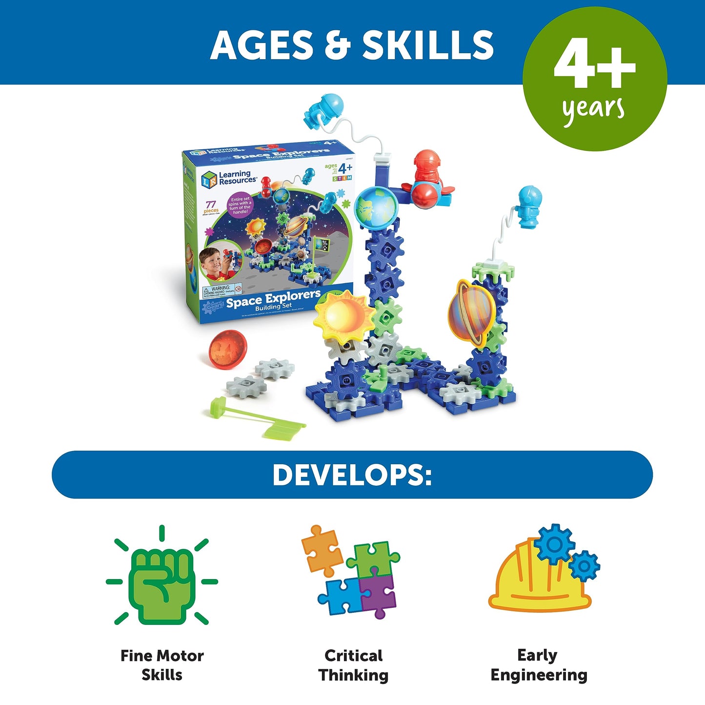 Learning Resources LER9217 Gears! Spinning Space Gears Building Kit
