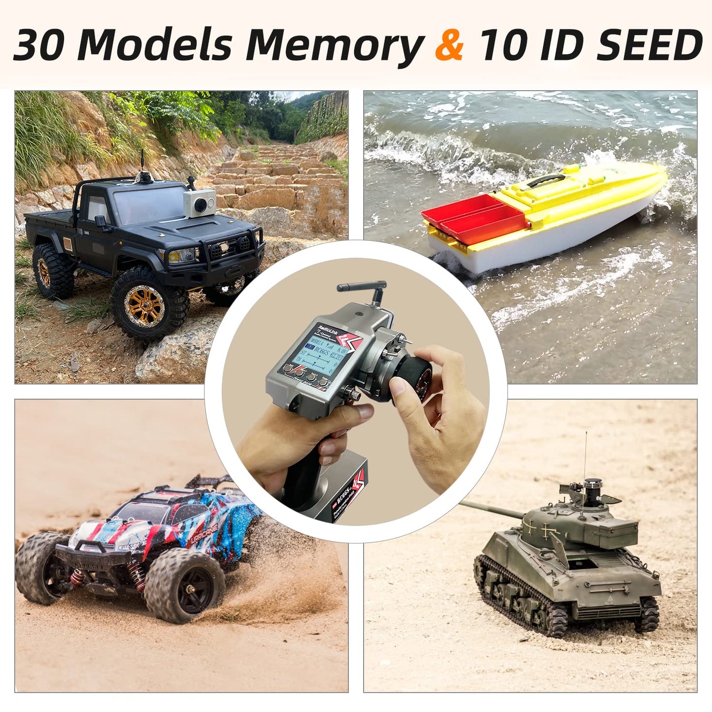 Radiolink RC6GS V3 New 7 Channels RC Transmitter and Gyro Receiver R7FG, Voltage Telemetry, 2.4Ghz Surface Radio Controller for RC Crawler, Drifting, Bash, Buggy Cars, and Boats