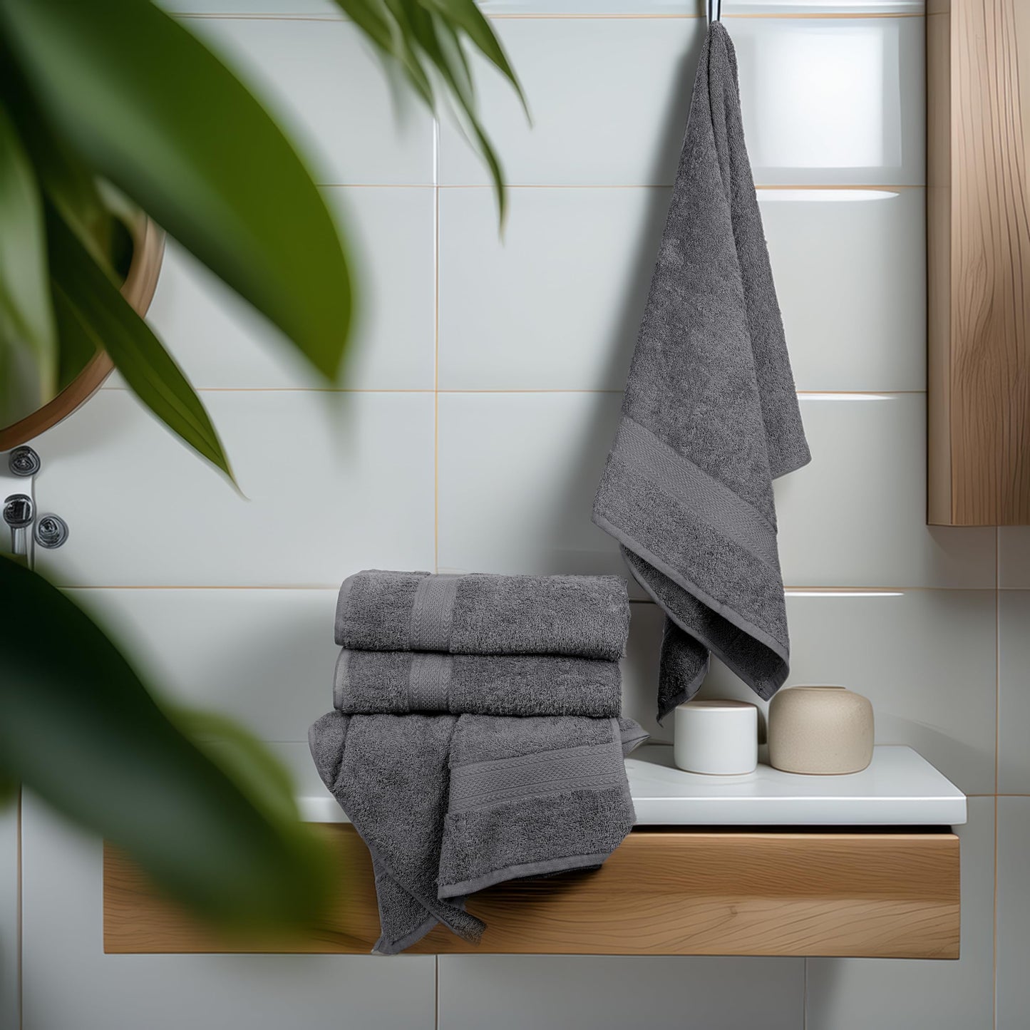 TEXCRAFT Commercial Bulk Pack of 12 Bath Towels – 100% Cotton Terry 24" x 48" – Ideal for Hotels, Salons, Gyms, Spas & Institutional Use – Charcoal Grey