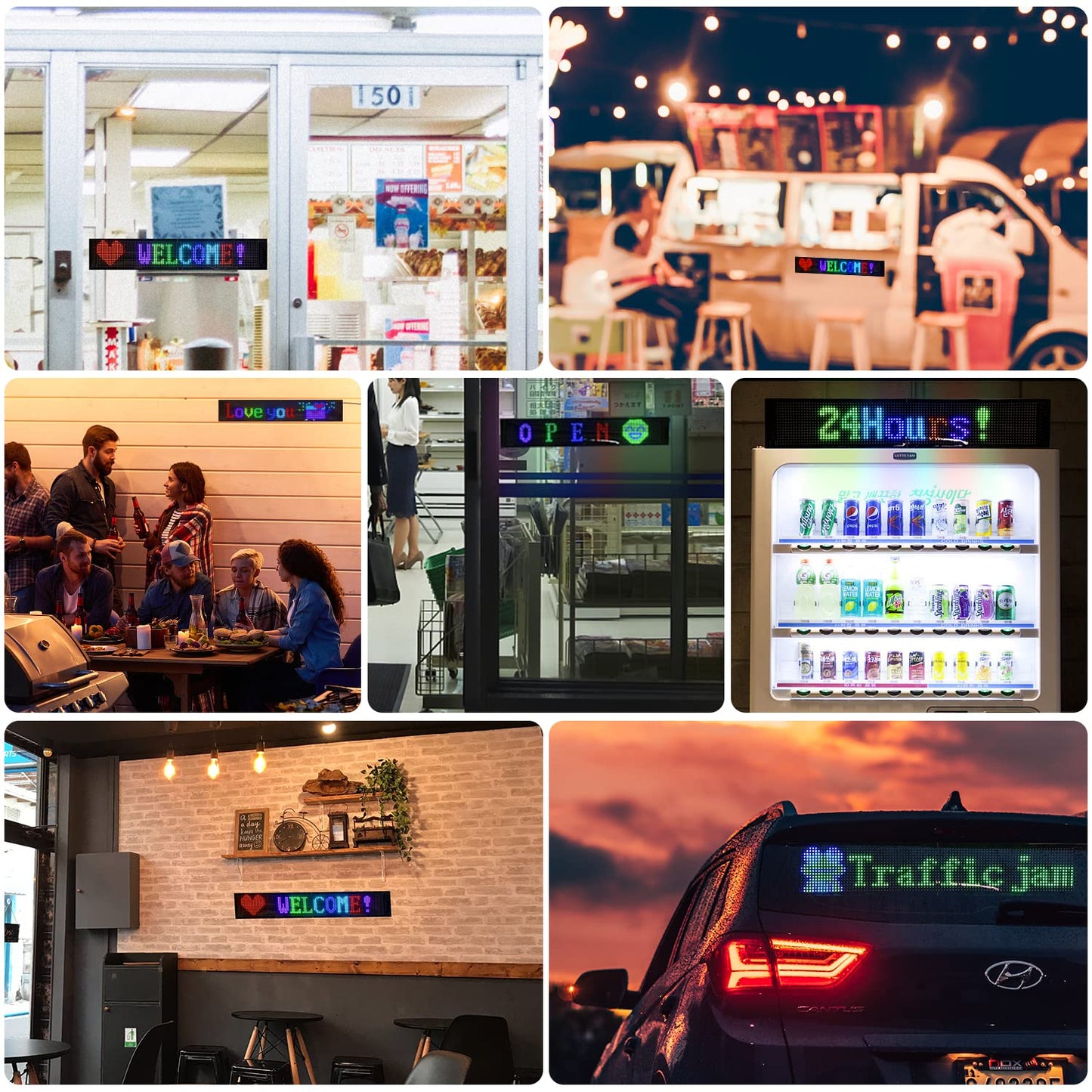 HOIOS LED Programmable Sign USB 5V LED Digital Sign Huge Bright Scrolling LED Sign for Store Car Window 23.22x4.72"