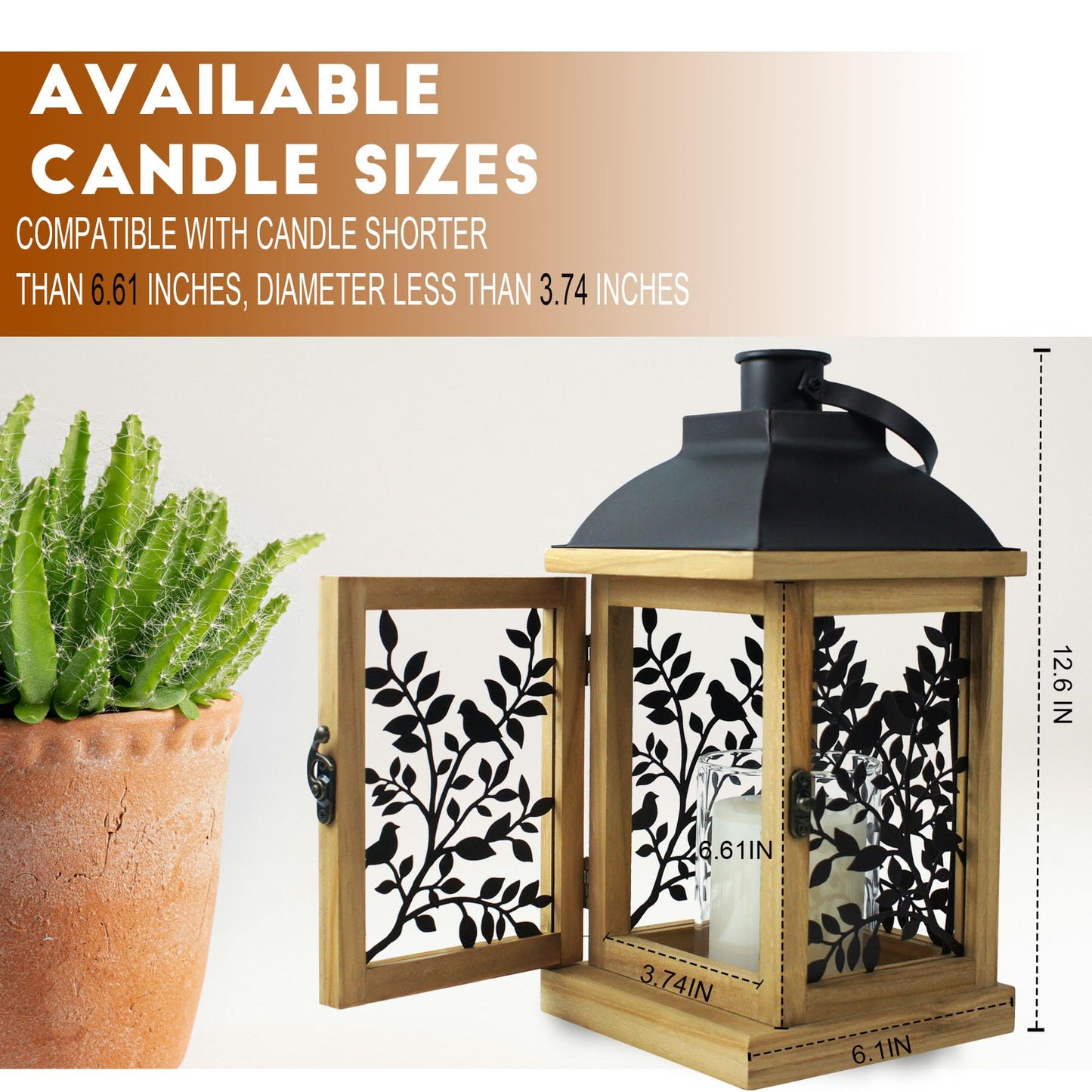 Candle Warmer Lamp with Timer Dimmer Farmhouse Lantern for Top-Down Adjustable Candle Warmer, Electric Lamp for Jar Candles with 2 Bulbs, Auto Shut Off Home Decor Gift for Women (Handmade Wood)