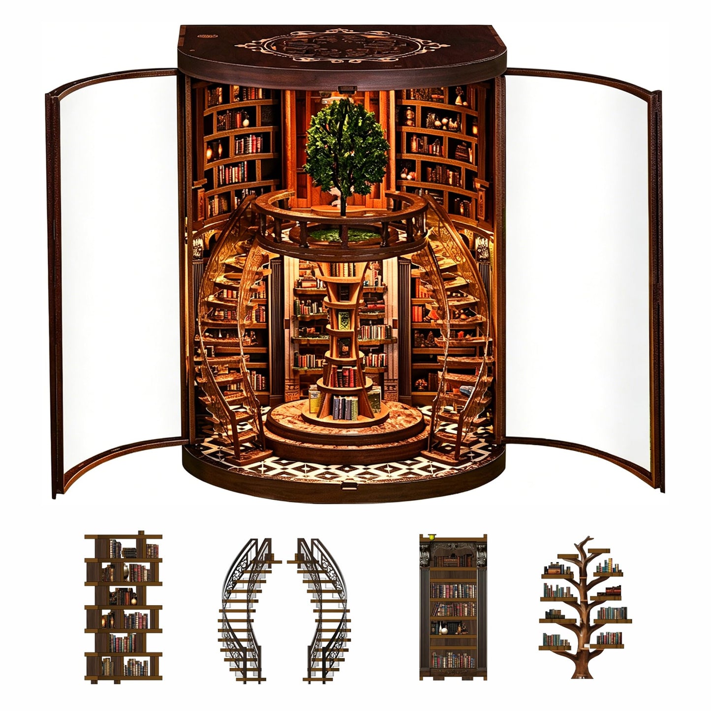 DIY Book Nook Kits for Adults - BookNook Miniature House Kit with LED Light - Mini House Building Book Nooks Tales - 3D Puzzle Book Nook Library Diorama Kit for Teens Beginners - Dreamy Bookstore