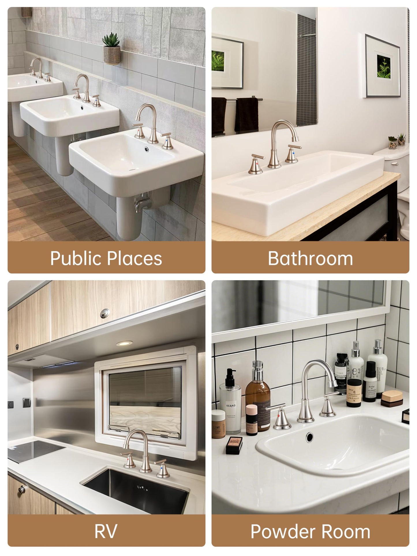 Fransiton 8 Inch Widespread Bathroom Sink Faucet 3 Hole, Brushed Nickel Bathroom Faucet with Metal Pop-Up Drain Assembly, Bathroom Vanity Faucet, 2 Handle for Sink