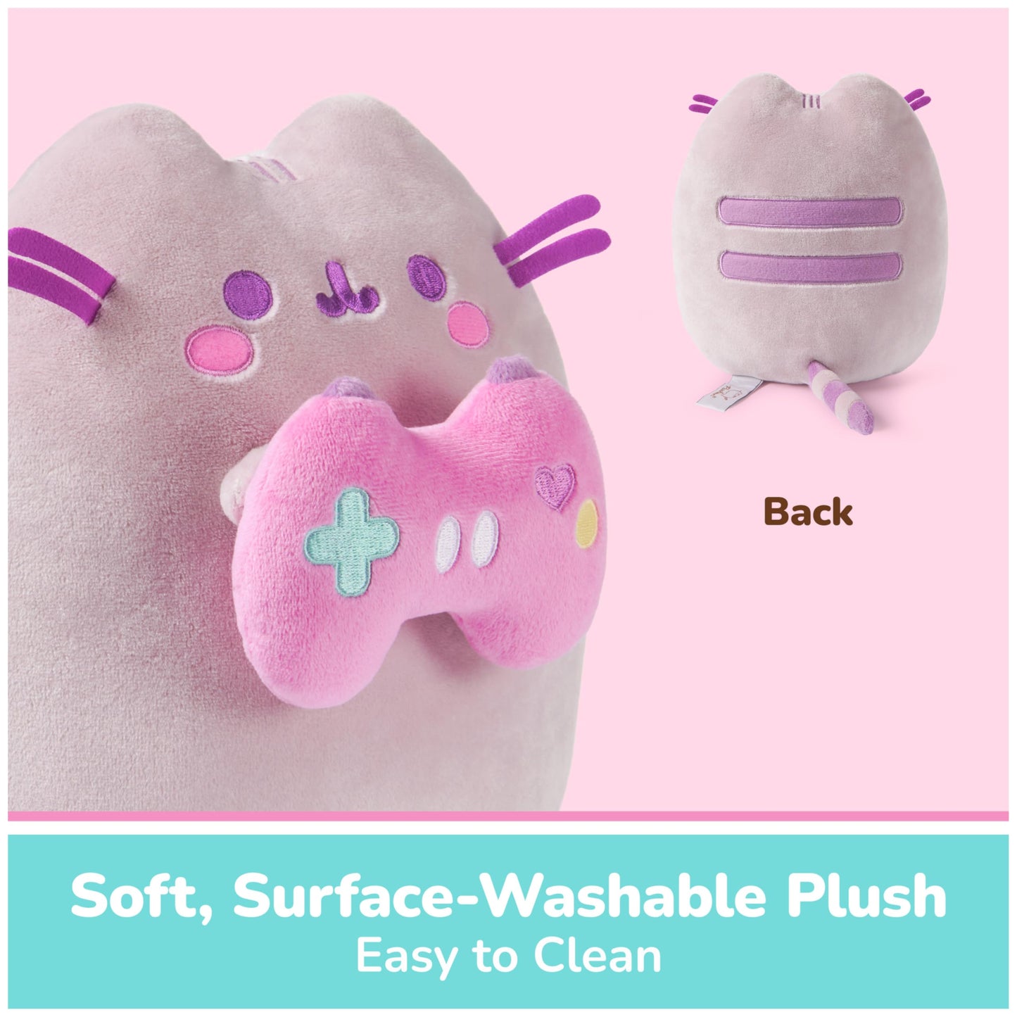 GUND Pusheen Gamer Plush, Squishy Toy, Collectible Plush Toy, Gaming Decor, Stuffed Animal for Ages 8 and Up, Gray, 9.5”