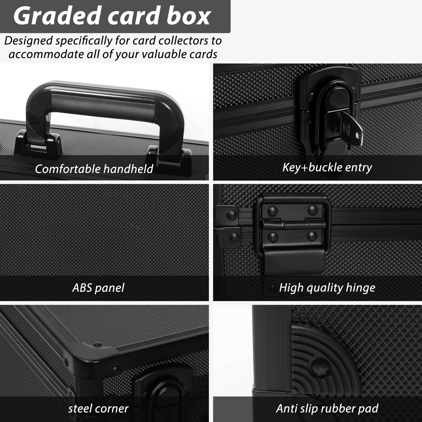 OUUTMEE Graded Card Case - Aluminum Alloy Graded Card Storage Box Compatible with 40 Card Slabs, Sports Trading Card Case Fits PSA, CSG, BGS and Top Loaders