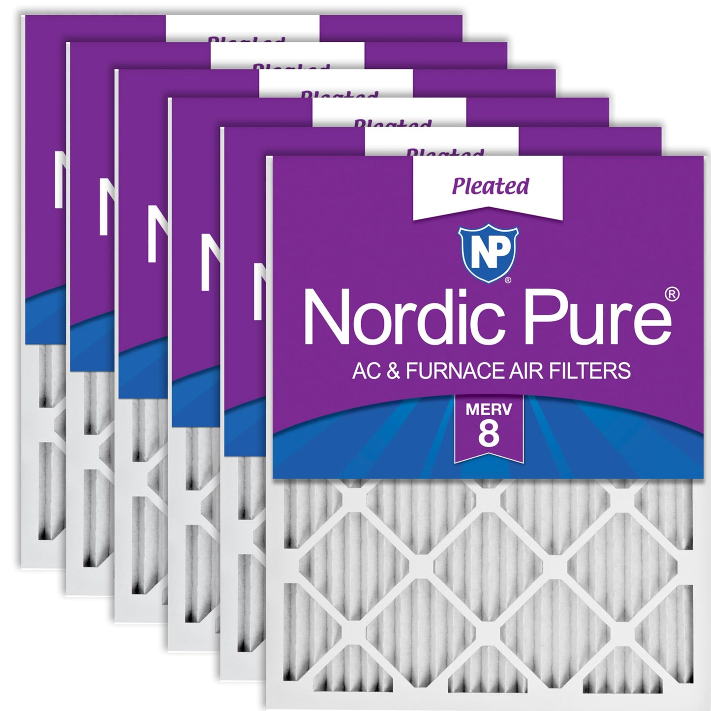 Nordic Pure 18x25x1 (17 1/2 x 24 1/2 x 3/4) Pleated MERV 8 Air Filters 6 Pack