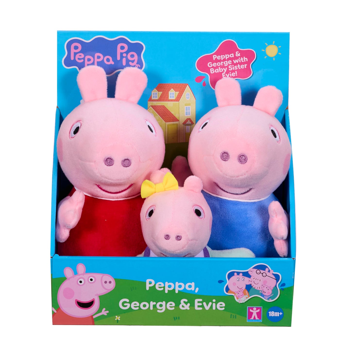 Peppa Pig 3-Pack Plush Toys - Peppa, George & Bébé Evie - Ultra-Soft Plush Toys with Classic Style, Toy from 18 Months