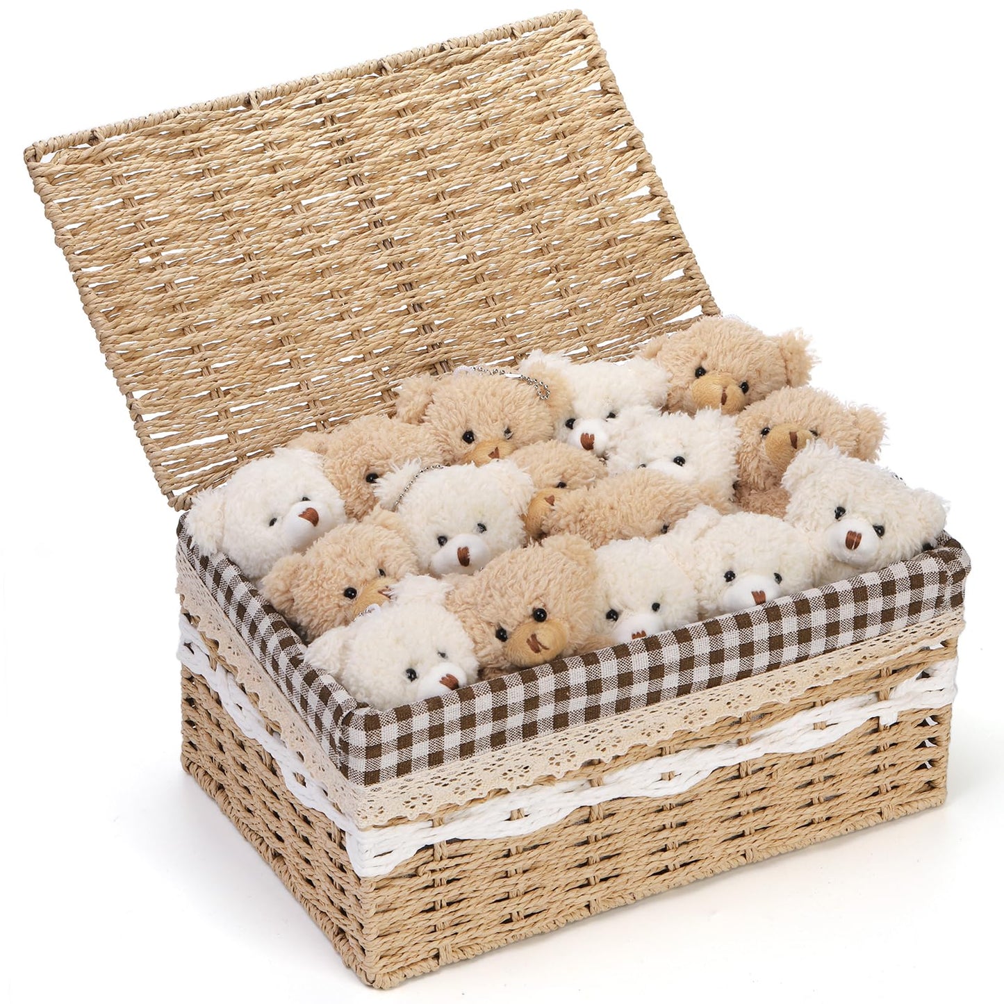 TOPZEA 20 Pack Mini Stuffed Plush Bears, 4.7 Inch Small White & Brown Soft Bear Tiny Keychain Animal Ornament Bulk for Birthday, Valentine's Day, Party Favor, DIY Crafts