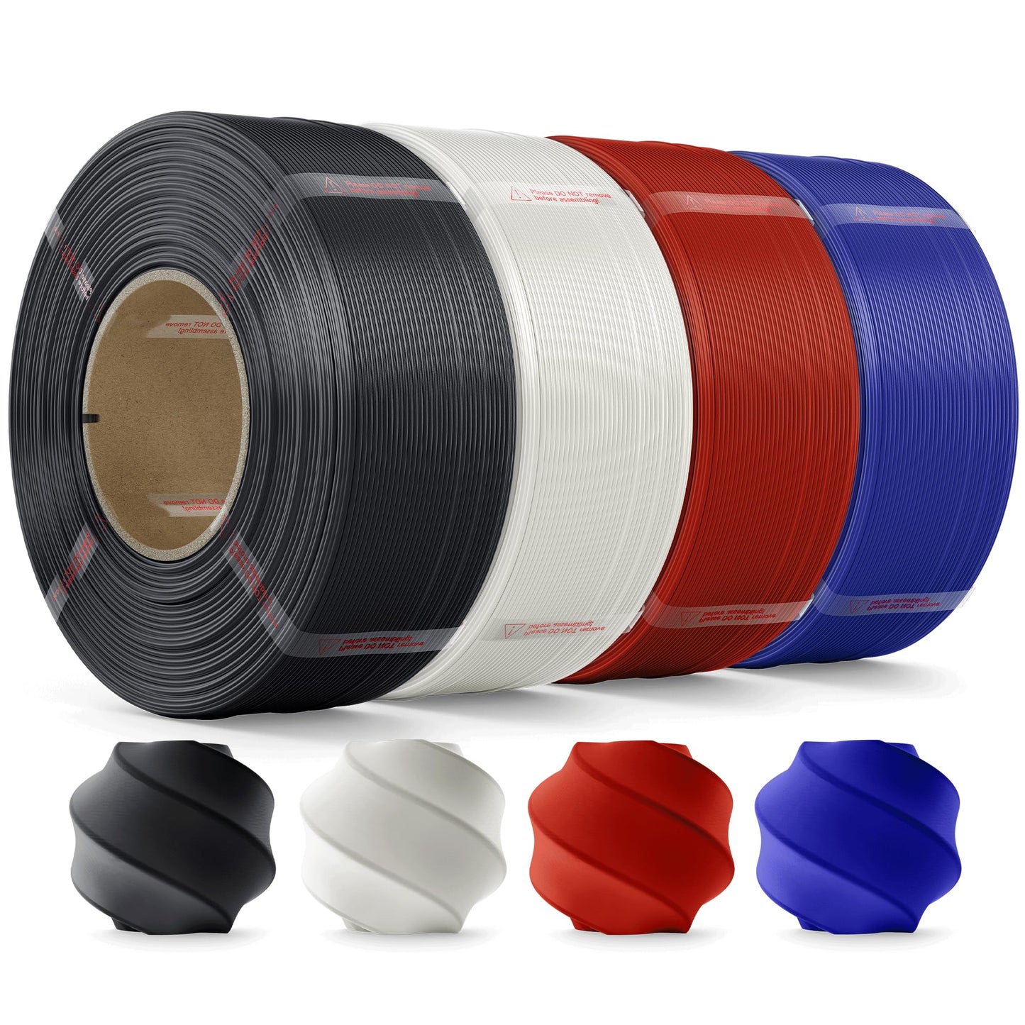 MarsWork PLA Filament 1.75mm PLA 3D Printer Filament(Refill),4kg Refill for Reusable Spools(8.8lbs),Premium Quality 3D Printing Filament for Bambu lab 3D Printers,Black+White+Red+Dark Blue