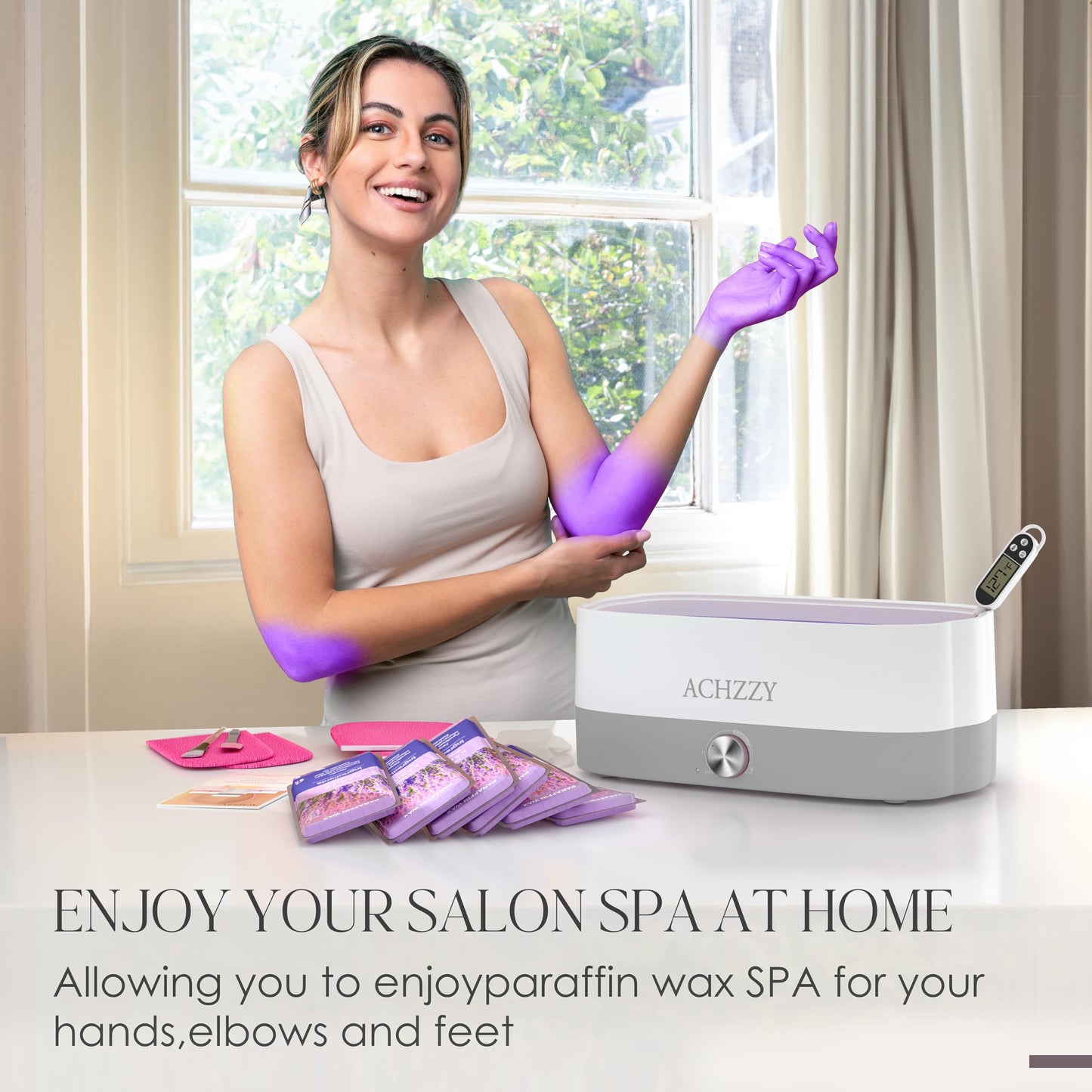 Achzzy Paraffin Wax Machine for Hands and Feet, 4000ml Paraffin Bath, Paraffin Wax Warmer with Refills, Nourishing and Moisturizing, Professional-Grade Spa Treatment for Soft and Smooth Skin