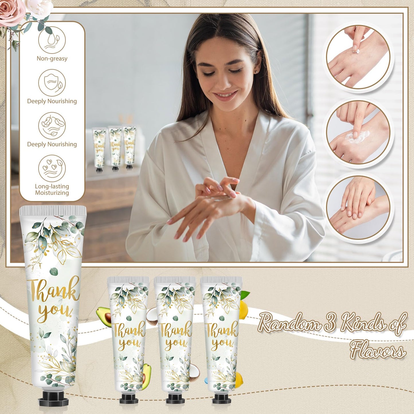 Swiffen 48 Sets Baby Shower Hand Cream Bulk Baby Shower Favors Bridal Shower Hand Cream Thank You Hand Cream for Guests Travel Size Hand Lotion with Organza Bags(Guests)