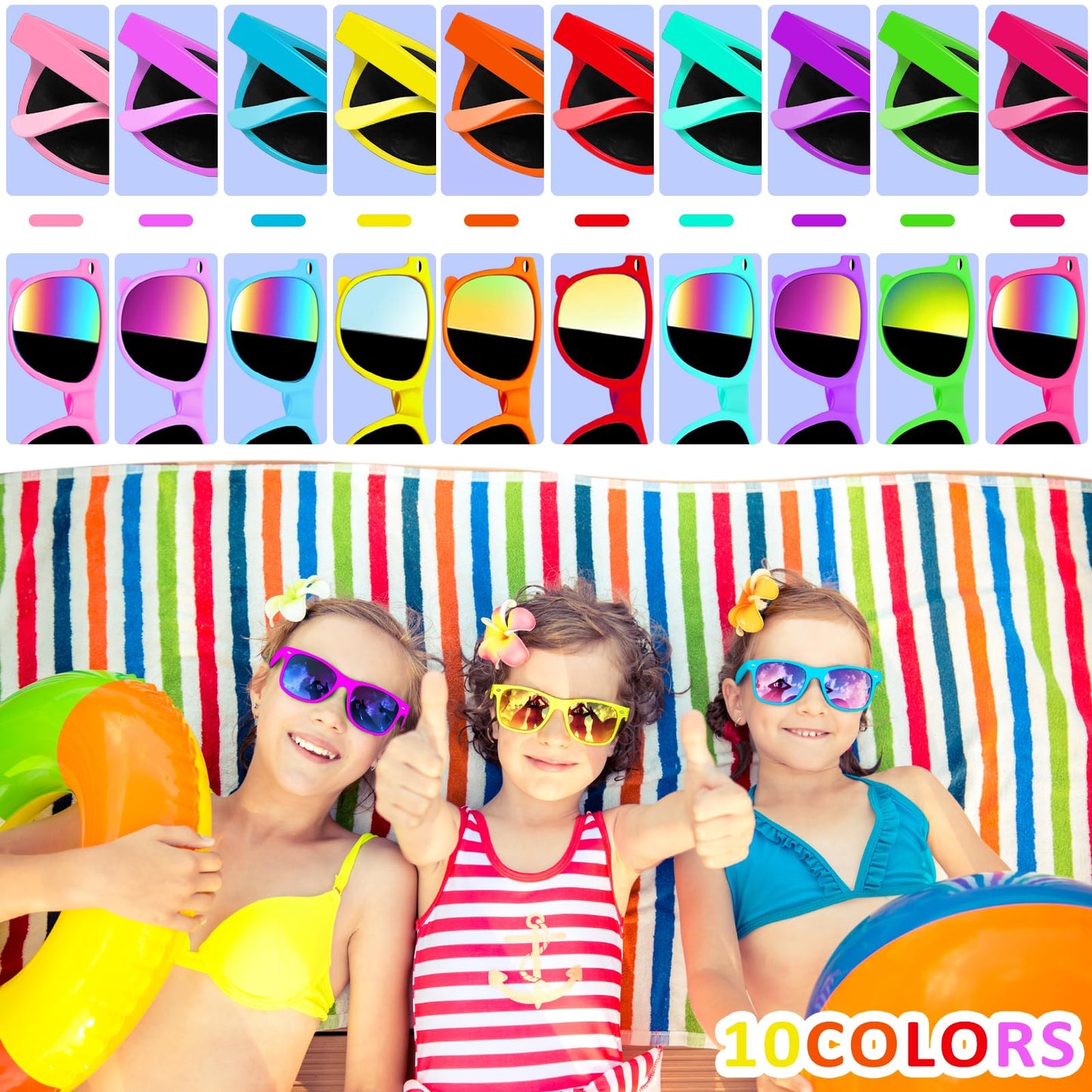 60Pcs Sunglasses Beach Balls Bulk Party Favors for Kids 30Pcs Neon Sunglasses 30Pcs 12" Beach Balls Kid Boys Girls Graduation Party Supplies for Summer Beach Pool Party Favors Goodie Bag Favors