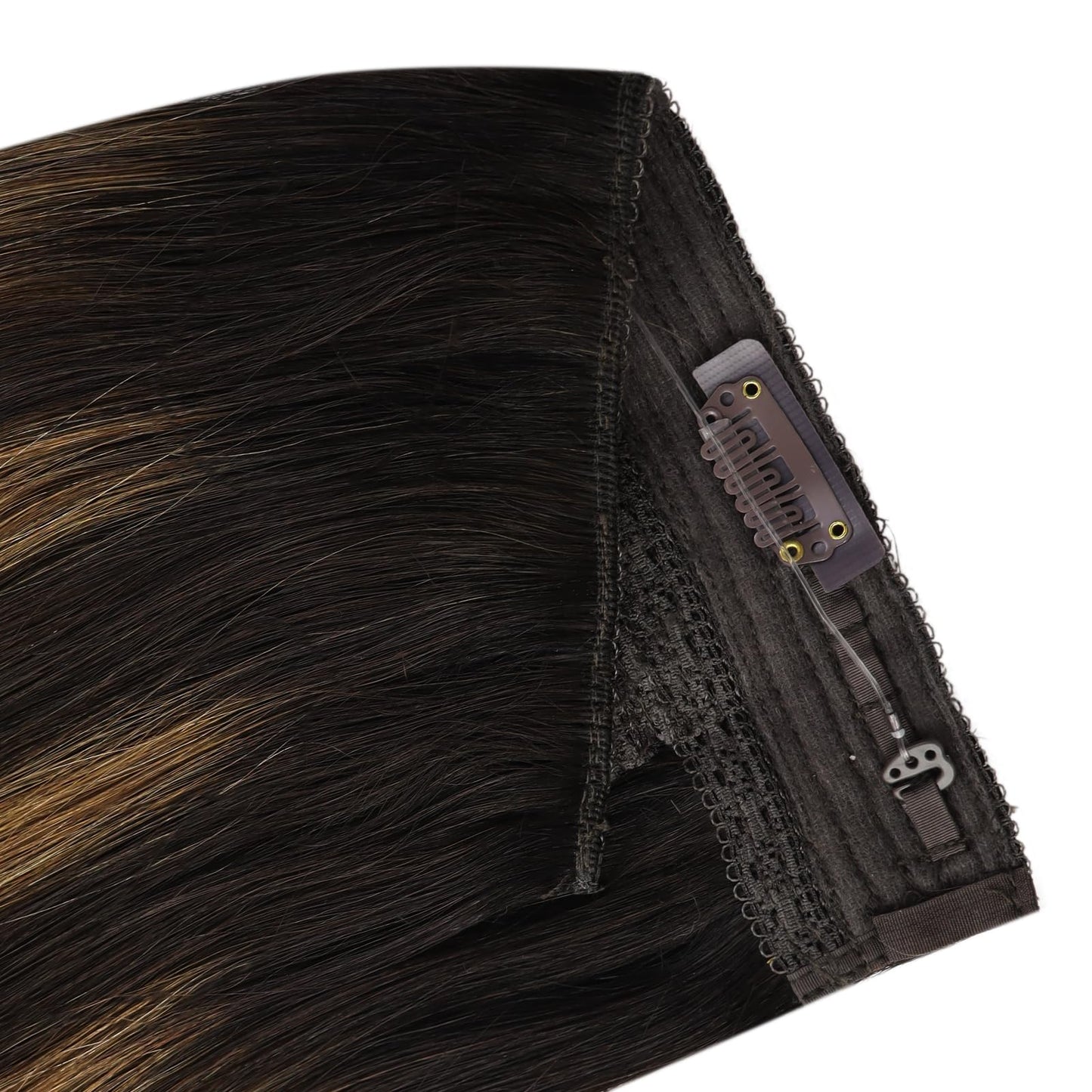 YoungSee Wire Human Hair Extensions Brown Wire Couture Hair Extensions Human Hair Balayage Darkest Brown with Medium Brown Wire Extensions Real Human Hair Comfortable Human Hair Extension 80G 16In