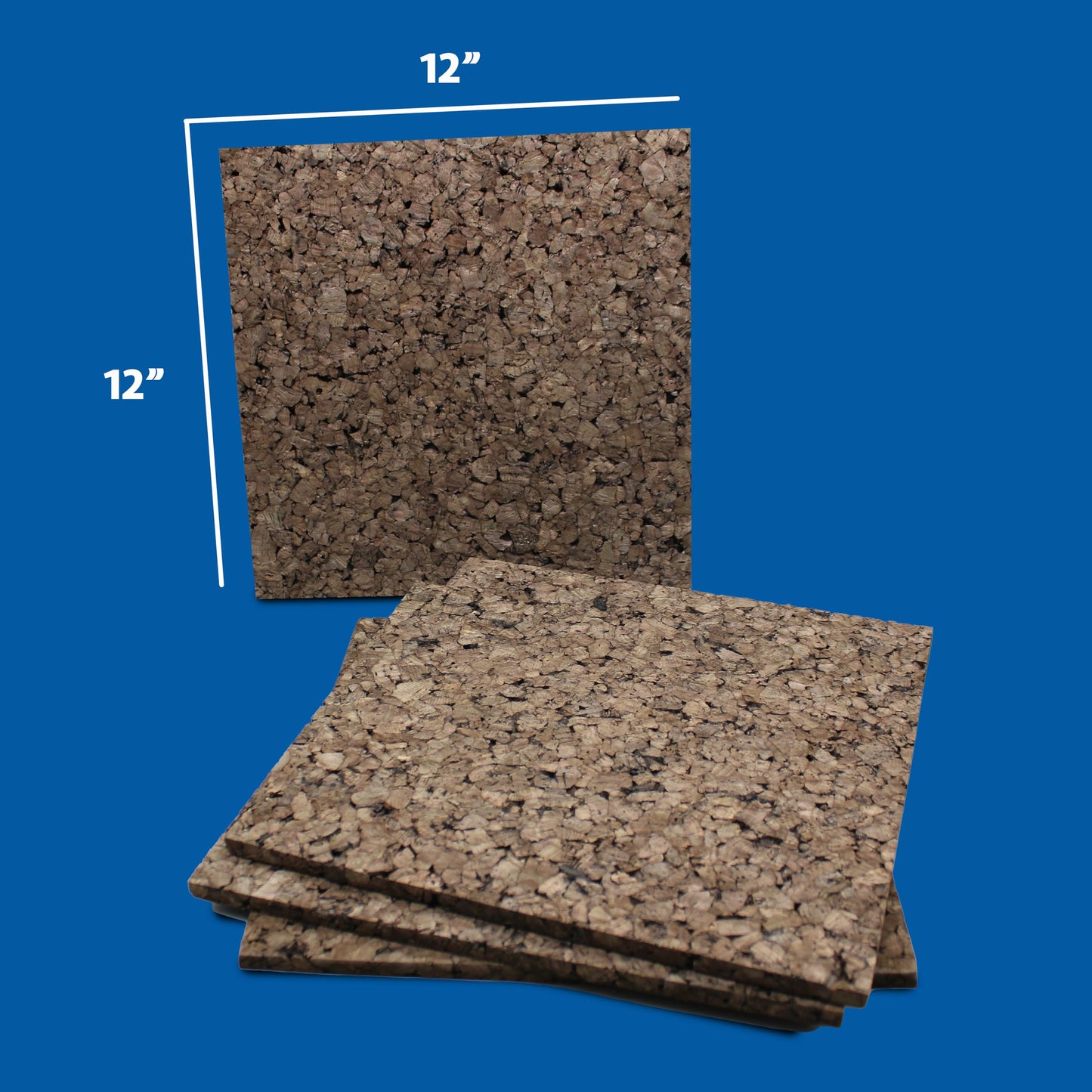 Flipside Products 12" x 12" x 9.5mm Thick Dark Brown Cork Squares, Wall Tiles, Square Pinning Cork Board, Bulletin Board Mini Wall Board - 16 Pack