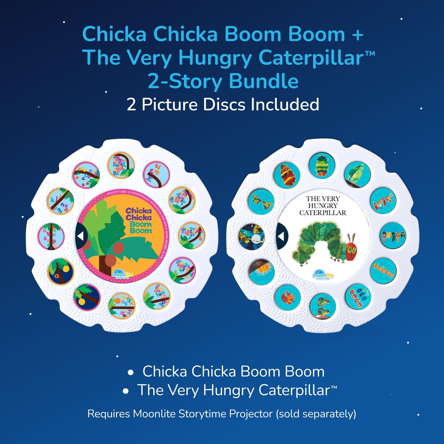 Moonlite Storytime 2 Storybook Reels, Chicka Chicka Boom Boom, The Very Hungry Caterpillar, Digital Stories, Toddler Early Learning Gifts for Kids, Projector Sold Separately - Canadian Founded