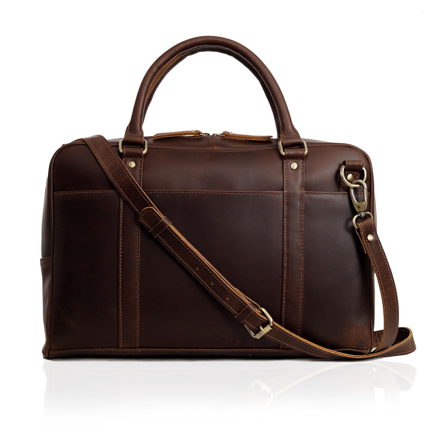 Premium Leather Briefcase for Men and Women, Full Grain Cow Leather Laptop Sleeve Gift, Handcrafted Laptop Bag with Multiple Compartments and Brass Hardware