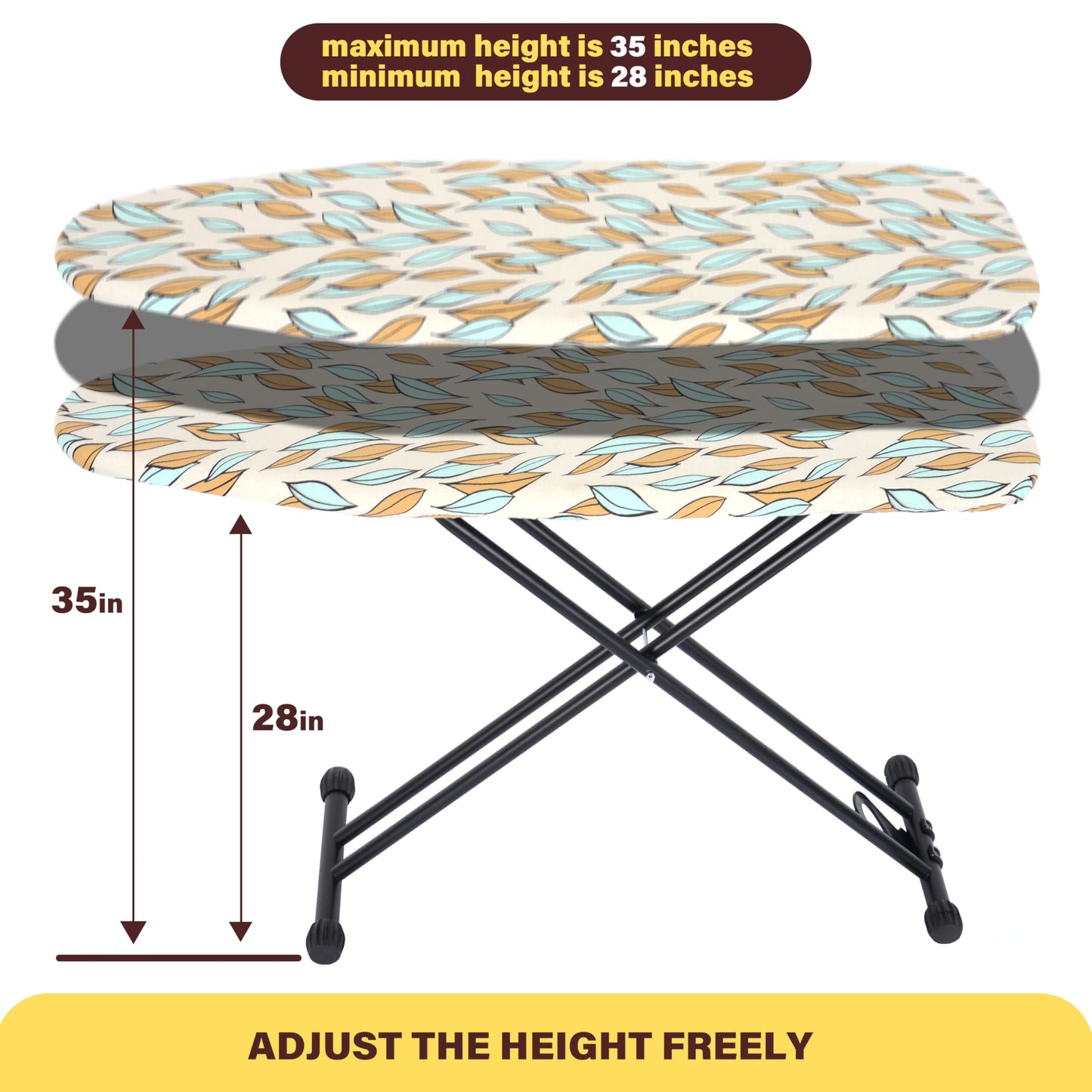 Space-Saving Ironing Board 43x13, Heat Resistant Cover, Heavy Sturdy Legs